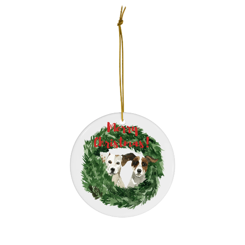 Personalize Ceramic Ornament with 2 Designs, Circle Shape