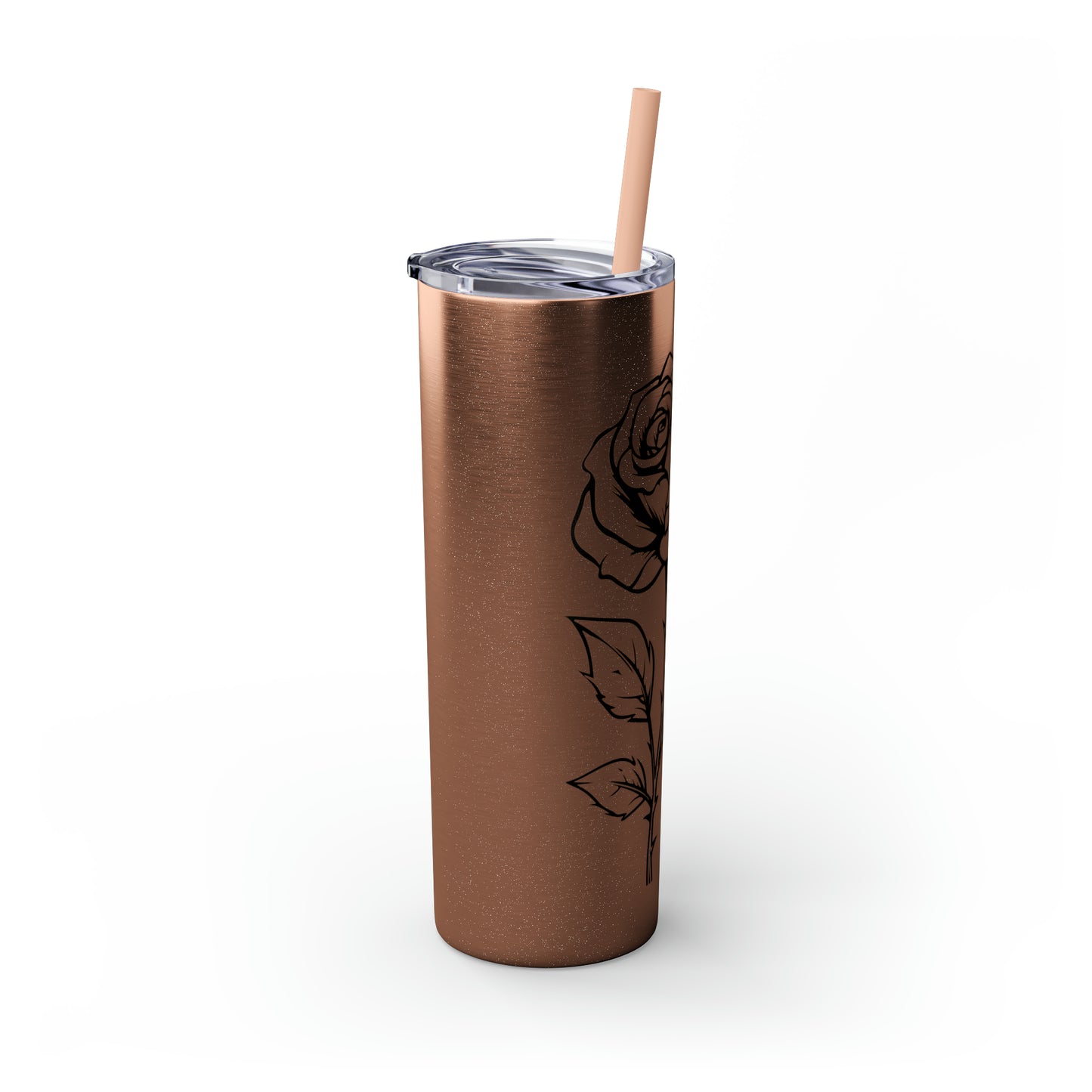 Skinny Tumbler with Straw, 20oz - Single Rose