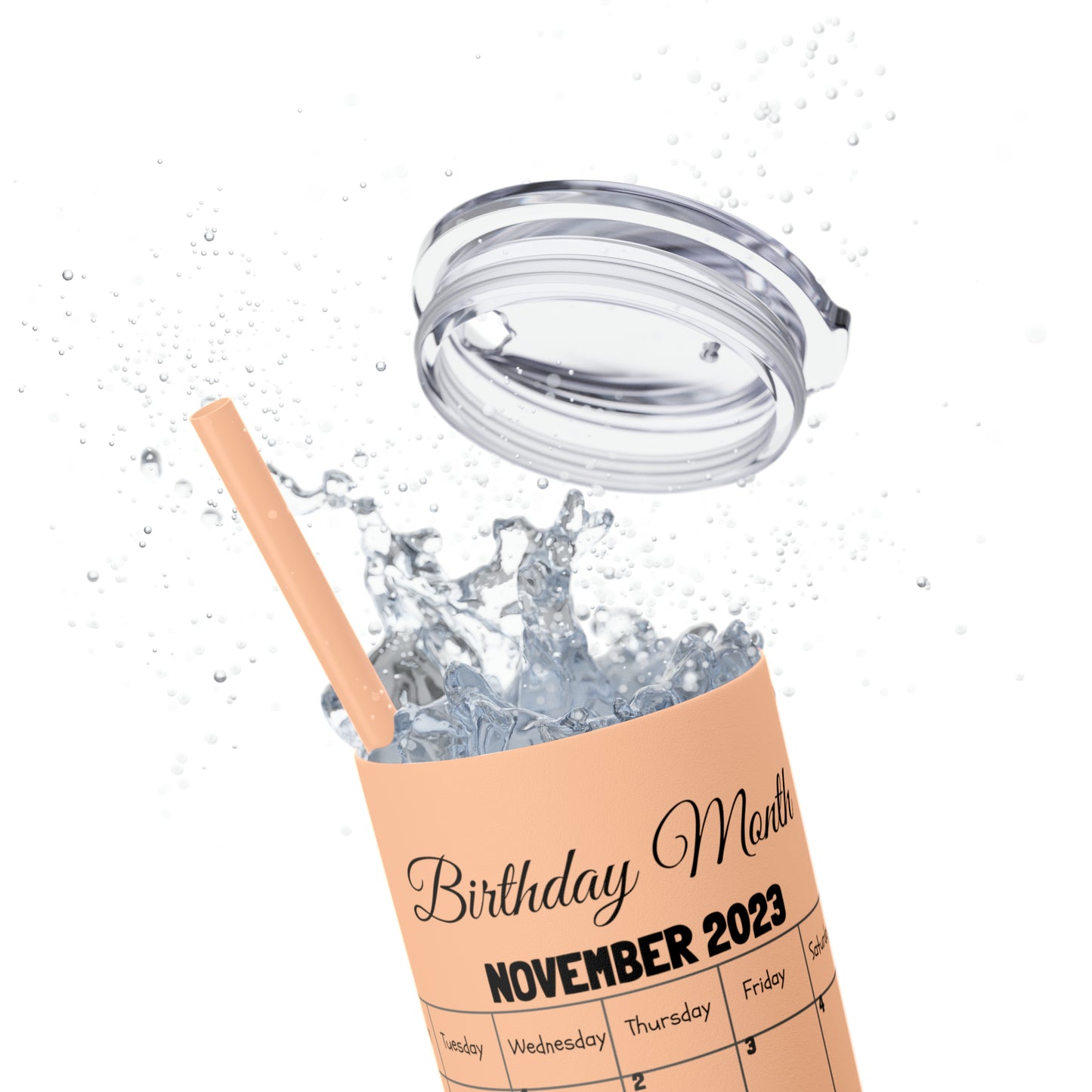 Skinny Tumbler with Straw, 20oz-Birthday Month November