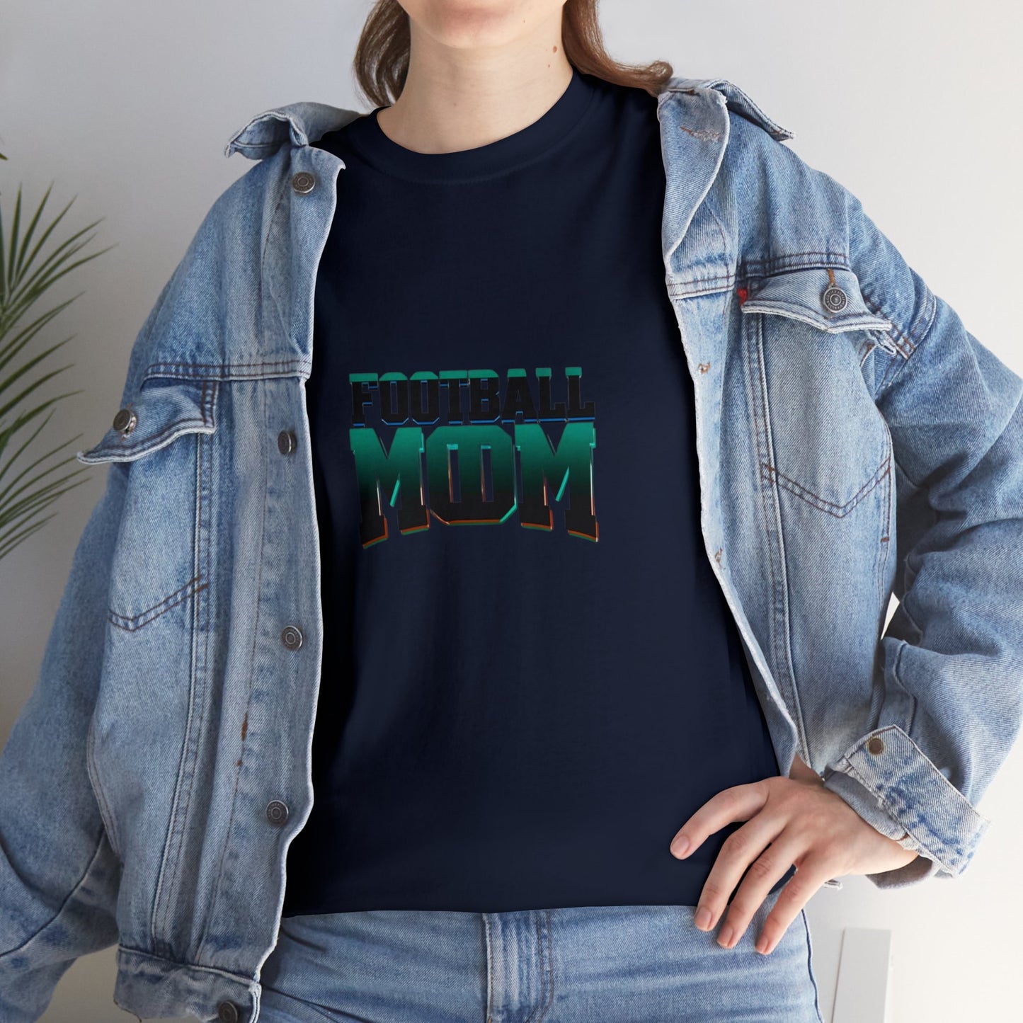 Football Mom Black and Green Design Unisex Heavy Cotton Tee