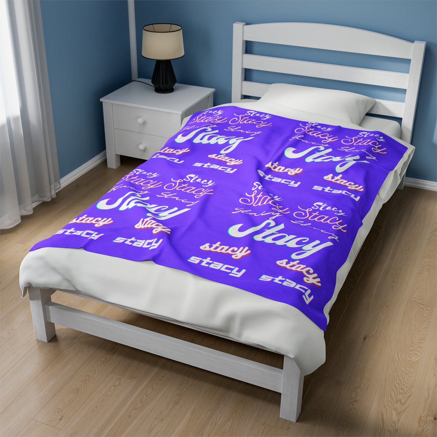 Personalize this Velveteen Plush Blanket with Name for Valentine's Day-Purple