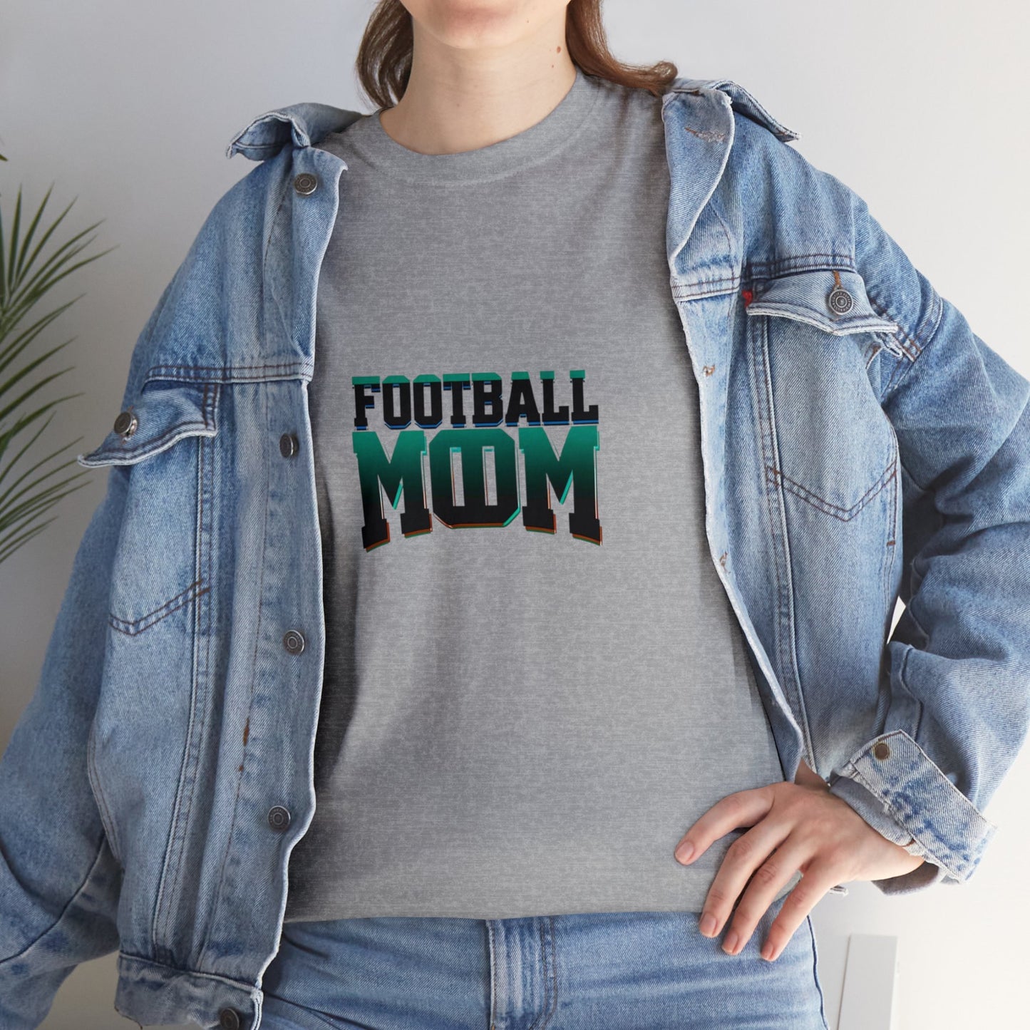 Football Mom Black and Green Design Unisex Heavy Cotton Tee