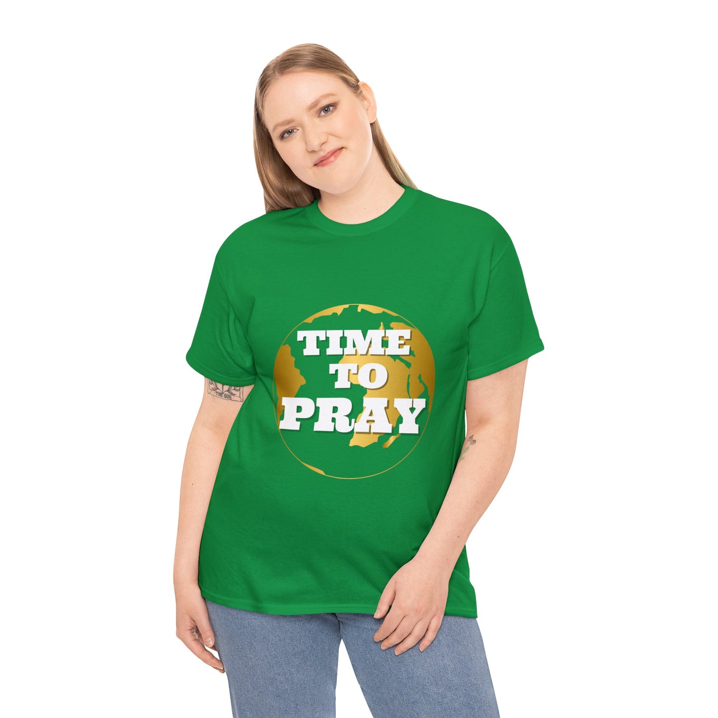 Unisex Heavy Cotton Tee Time to Pray for Peace Short Sleeves Tee