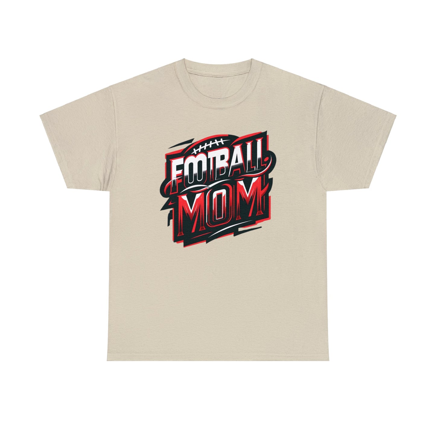 Football Mom Red White and Black Design Unisex Heavy Cotton Tee