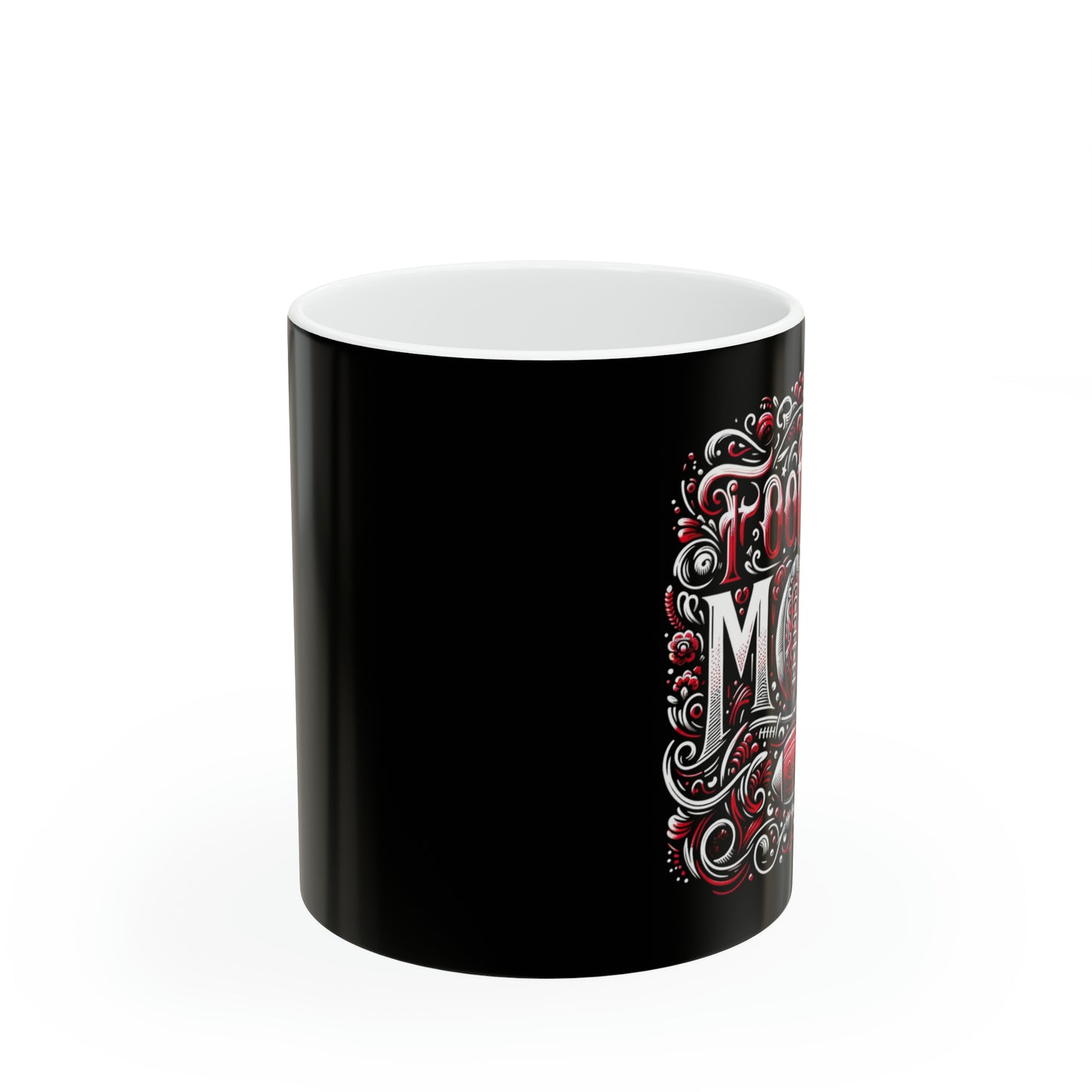 Football Mom Red White and Black Ceramic Mug (11oz)