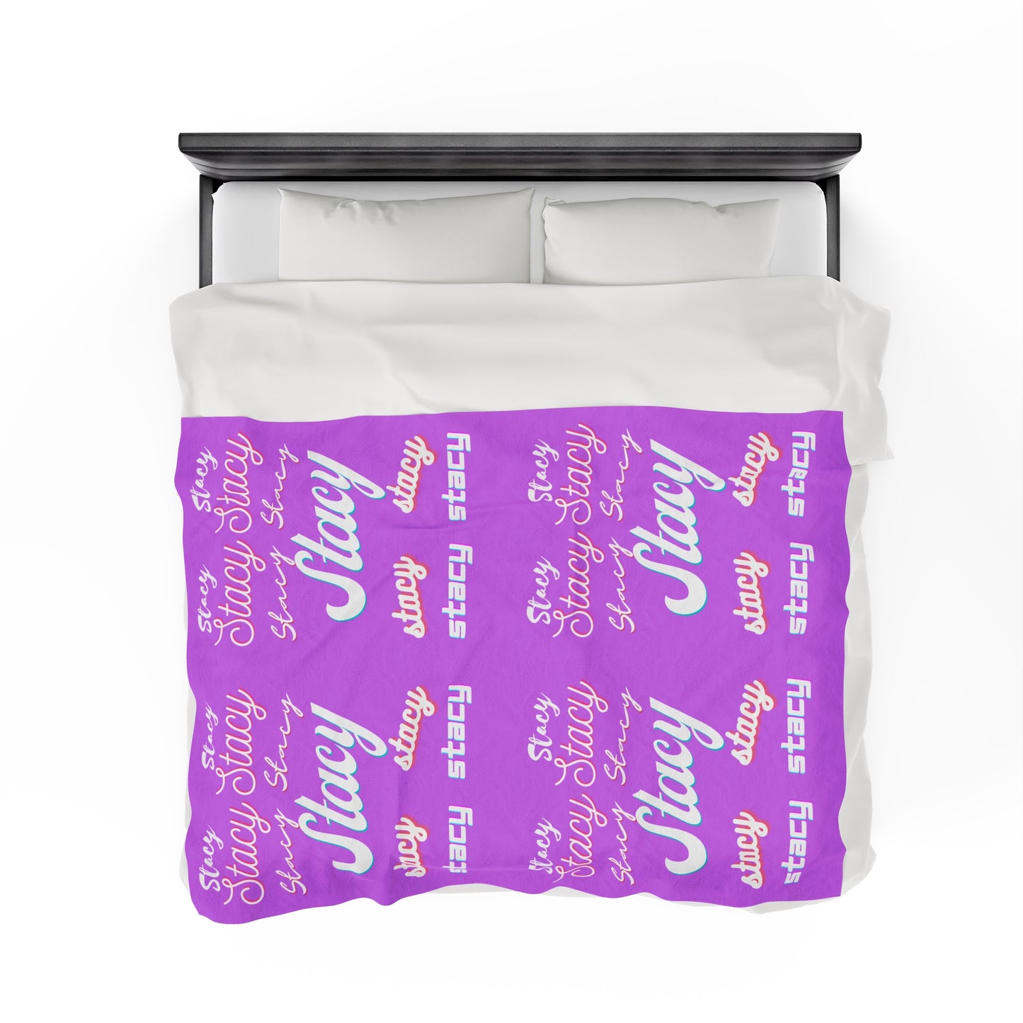 Personalize Velveteen Plush Blanket with Name for Valentine's Day-Light Purple