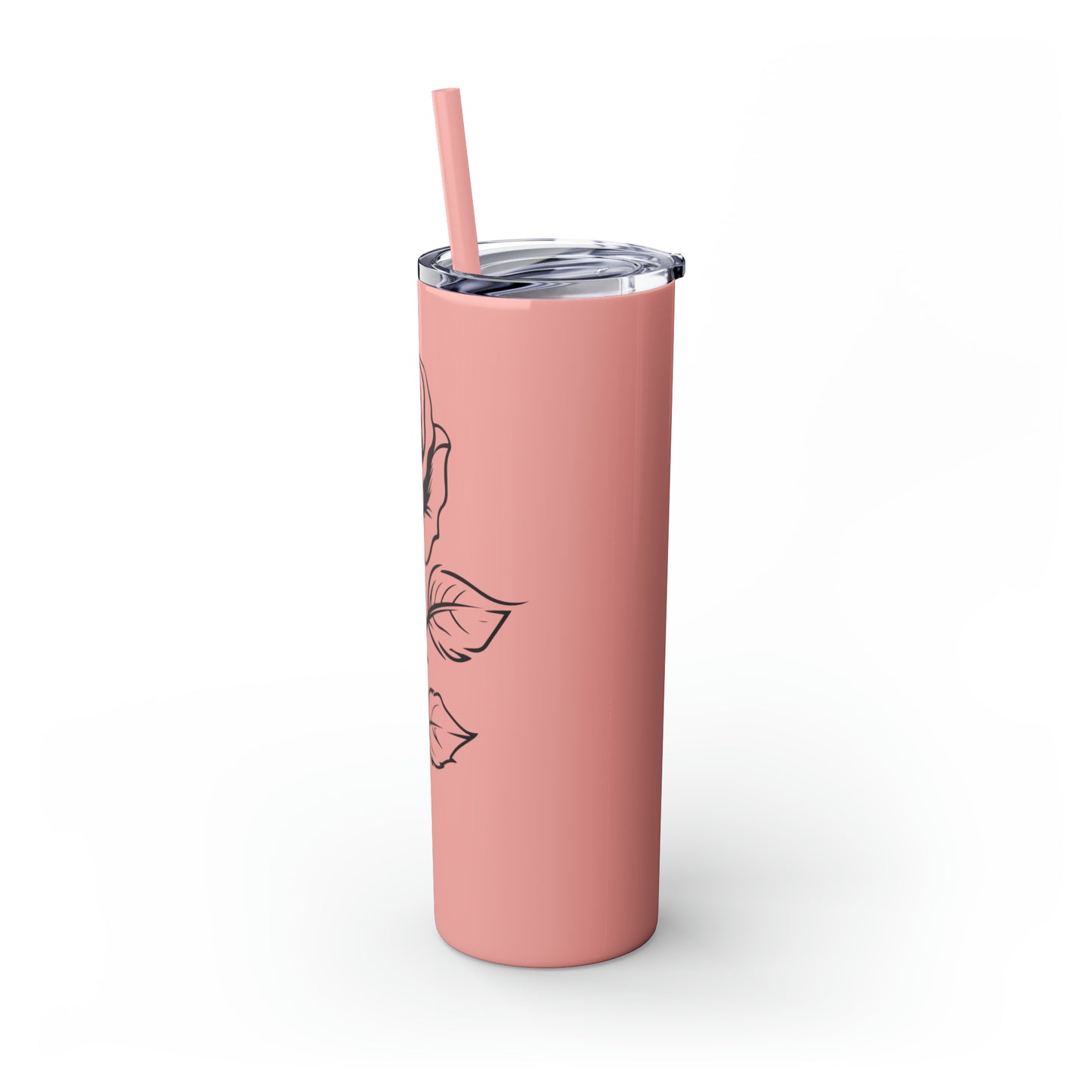 Skinny Tumbler with Straw, 20oz - Single Rose