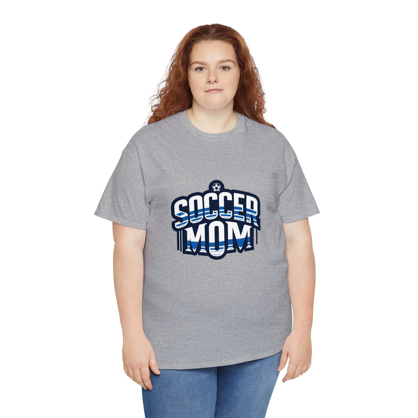 Soccer Mom Blue and White Design Unisex Heavy Cotton Tee