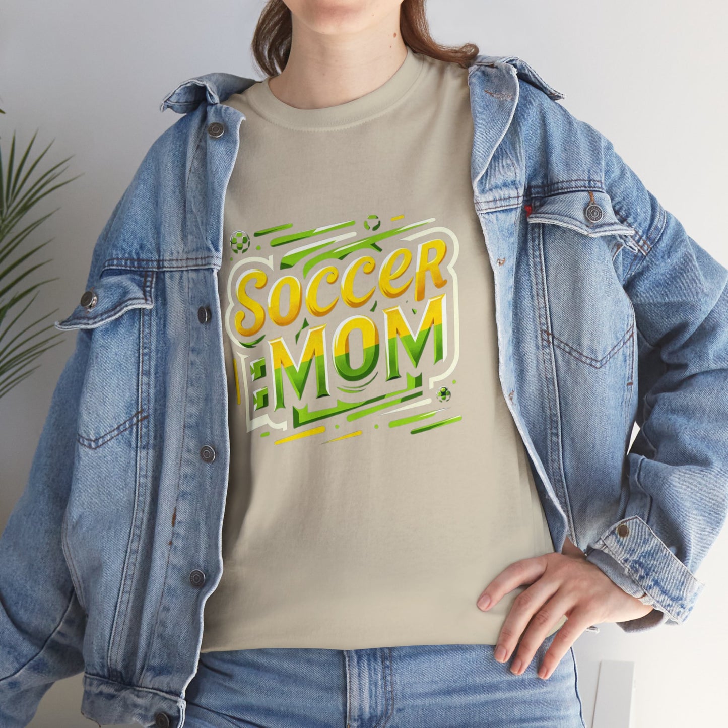 Soccer Mom Yellow and Green Design Unisex Heavy Cotton Tee