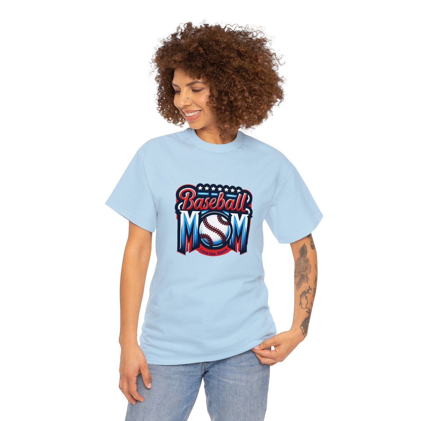 Baseball Mom with Center Ball Unisex Heavy Cotton Tee