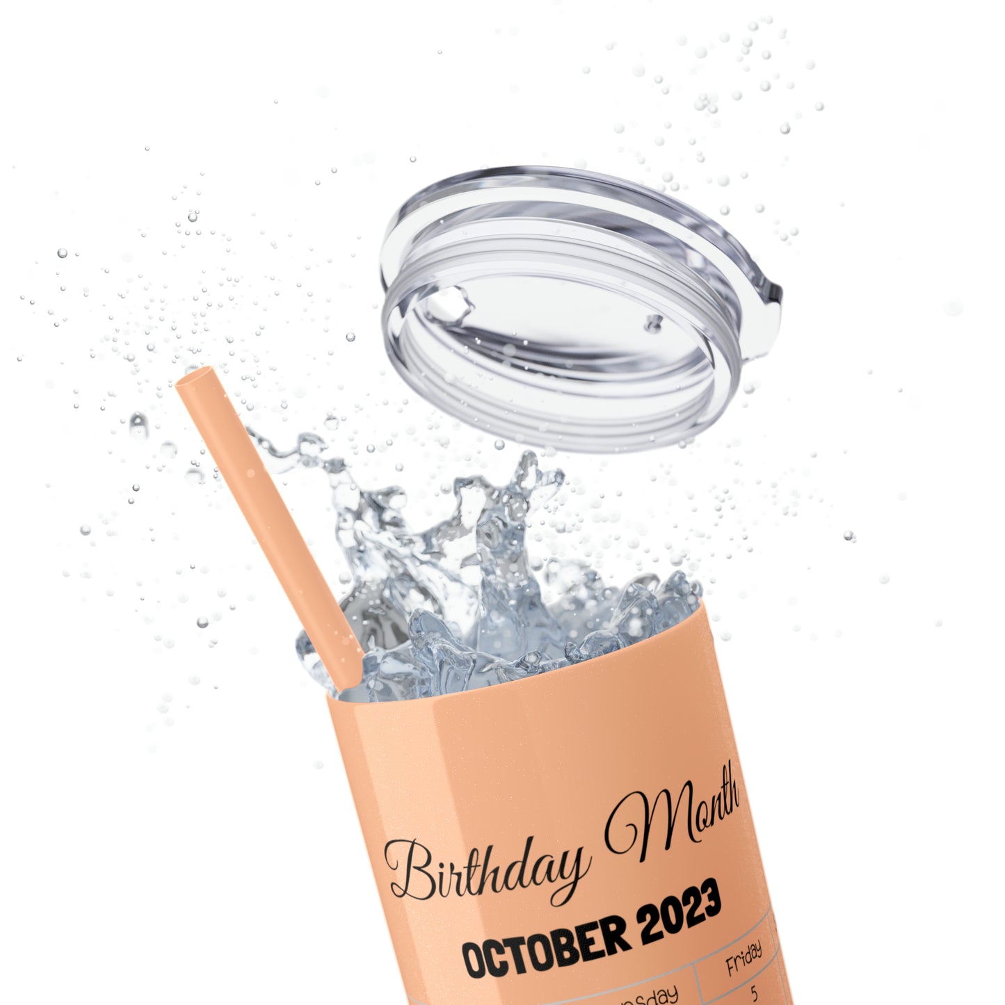 Skinny Tumbler with Straw, 20oz-Birthday Month October