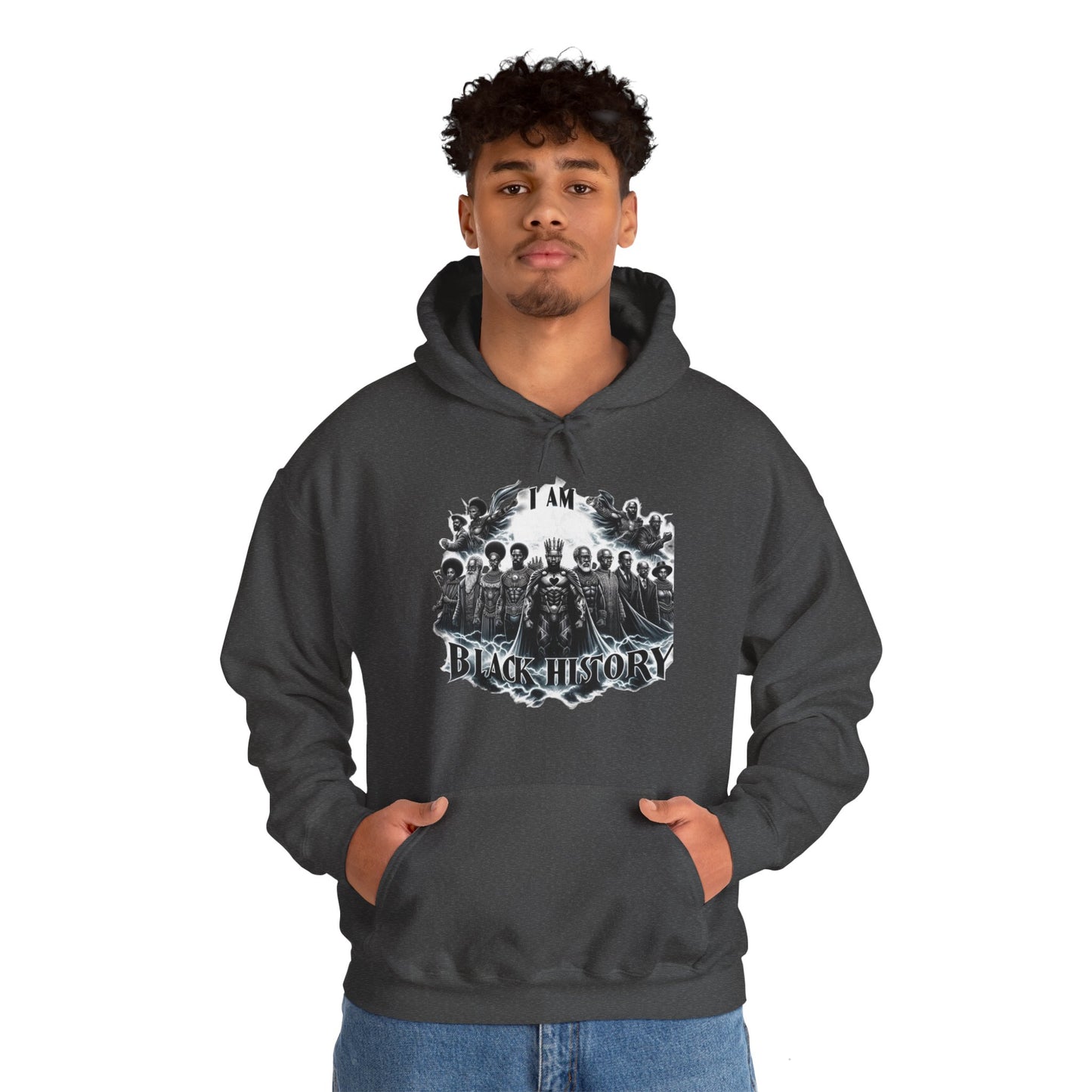 Black History Month I Am Black History Hooded Sweatshirt-BW