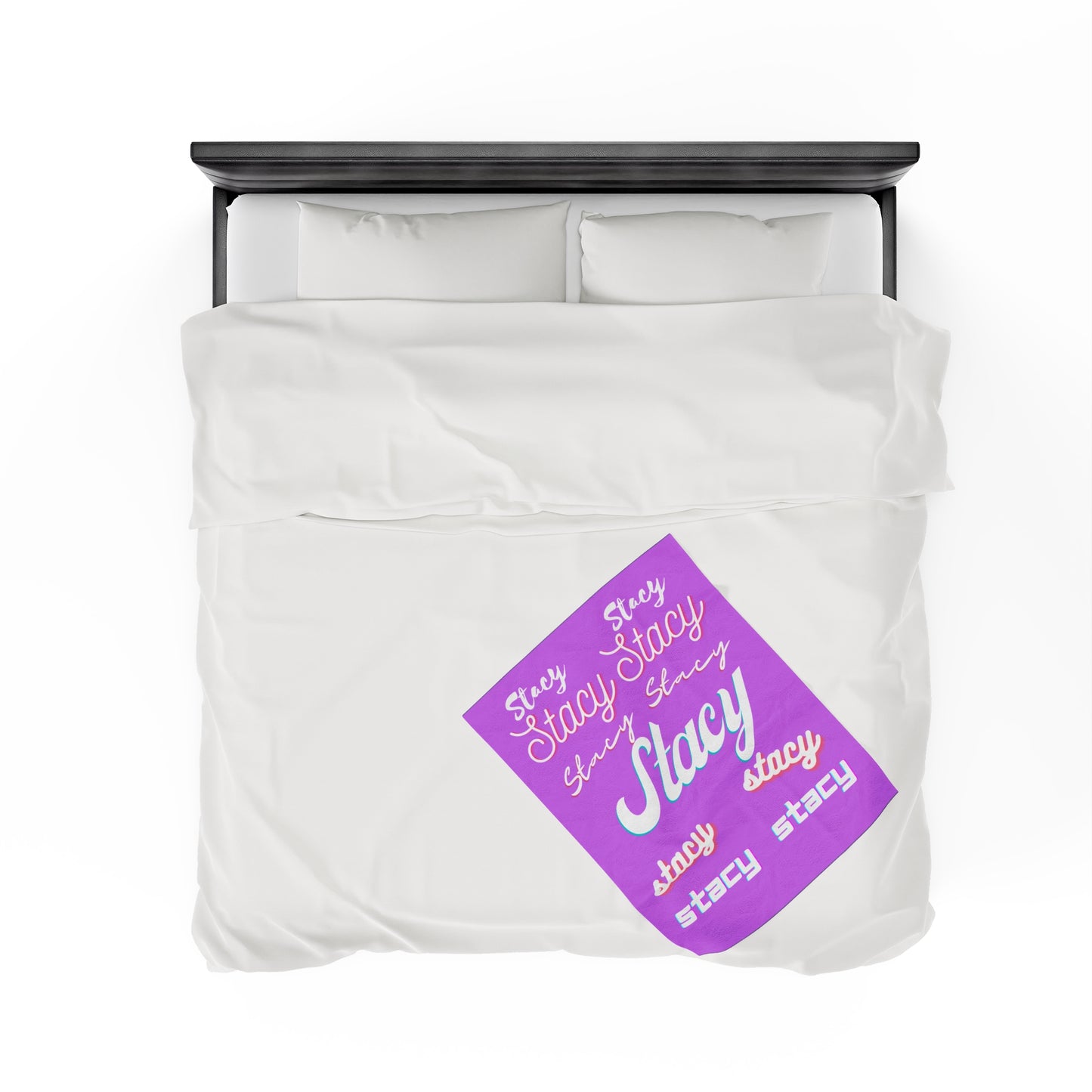 Personalize Velveteen Plush Blanket with Name for Valentine's Day-Light Purple