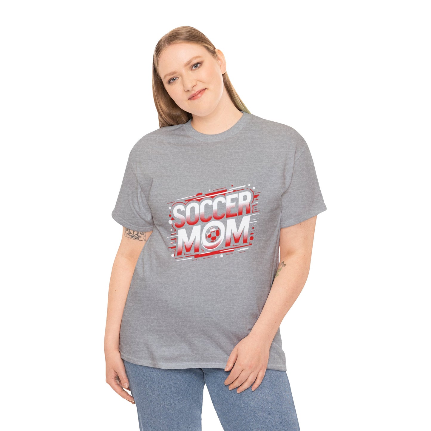 Soccer Mom Red and White Design Unisex Heavy Cotton Tee