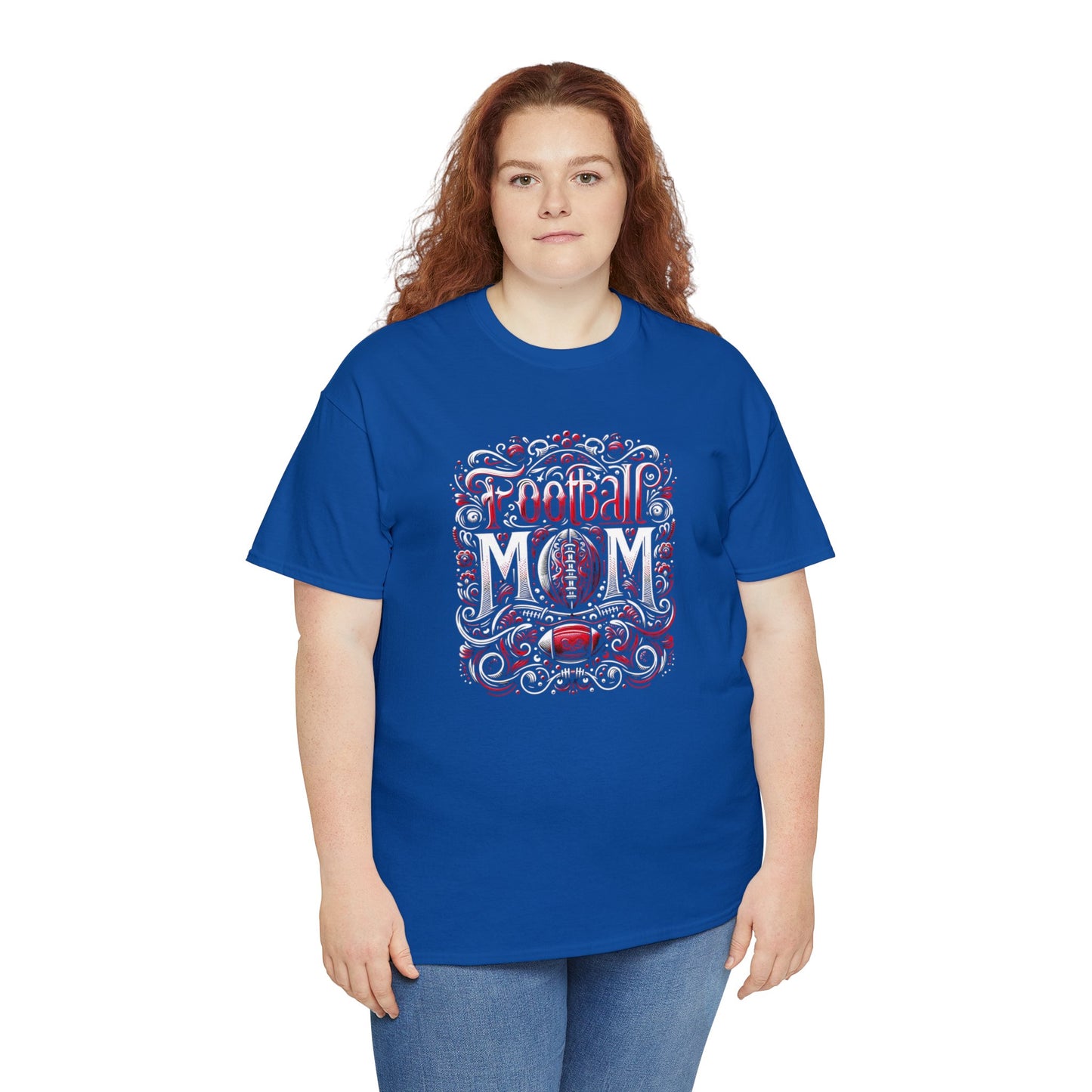 Football Mom Red and White Design Unisex Heavy Cotton Tee