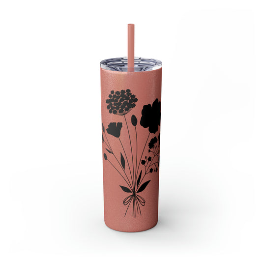 Skinny Tumbler with Straw, 20oz - Flower Bunch