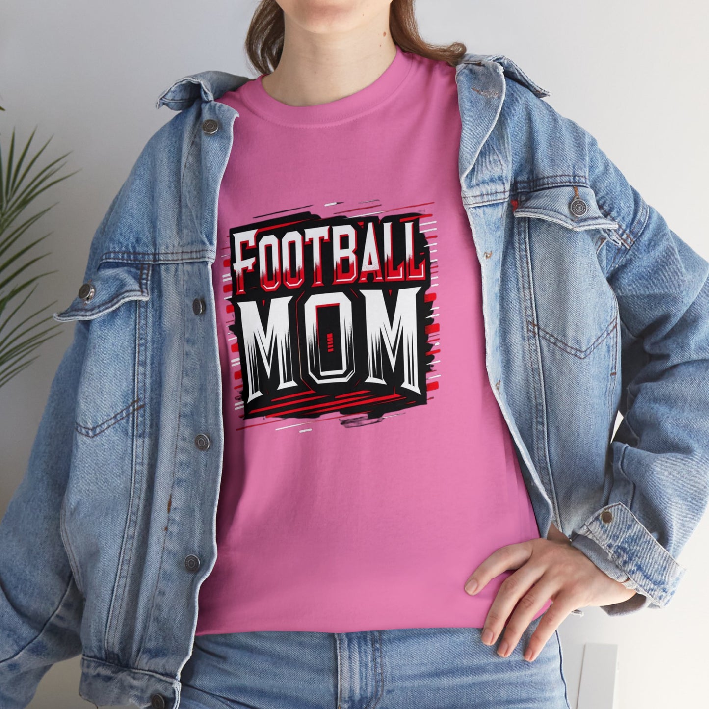 Football Mom Red and White Design Unisex Heavy Cotton Tee