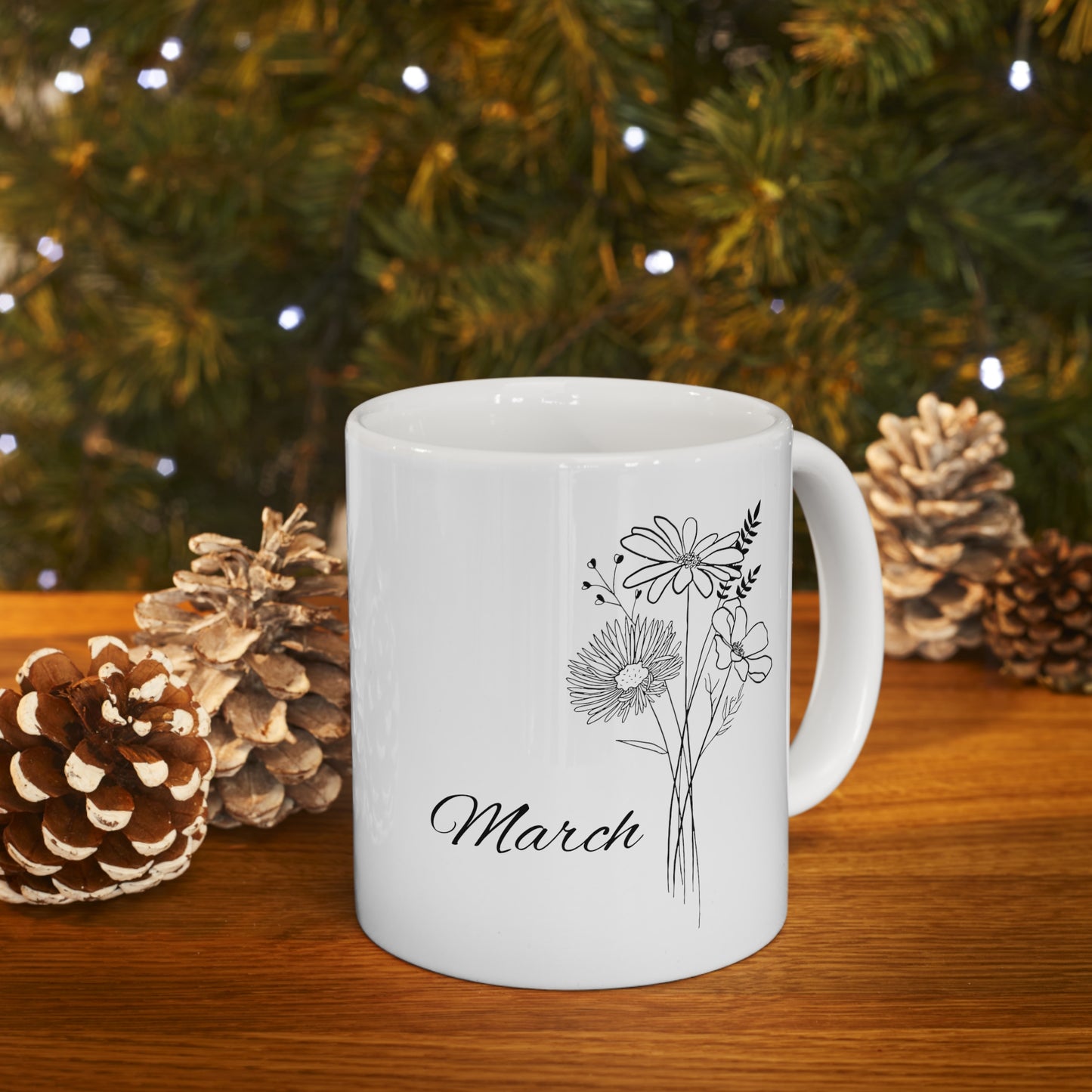 March Birth Month Flower Ceramic Coffee Mug