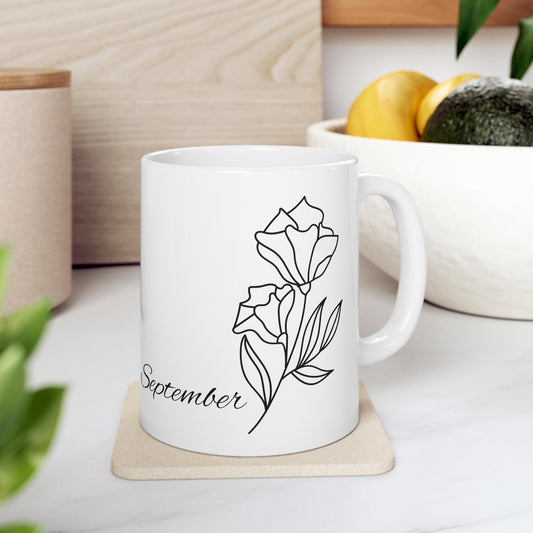 September Birth Month Flower Ceramic Coffee Mug