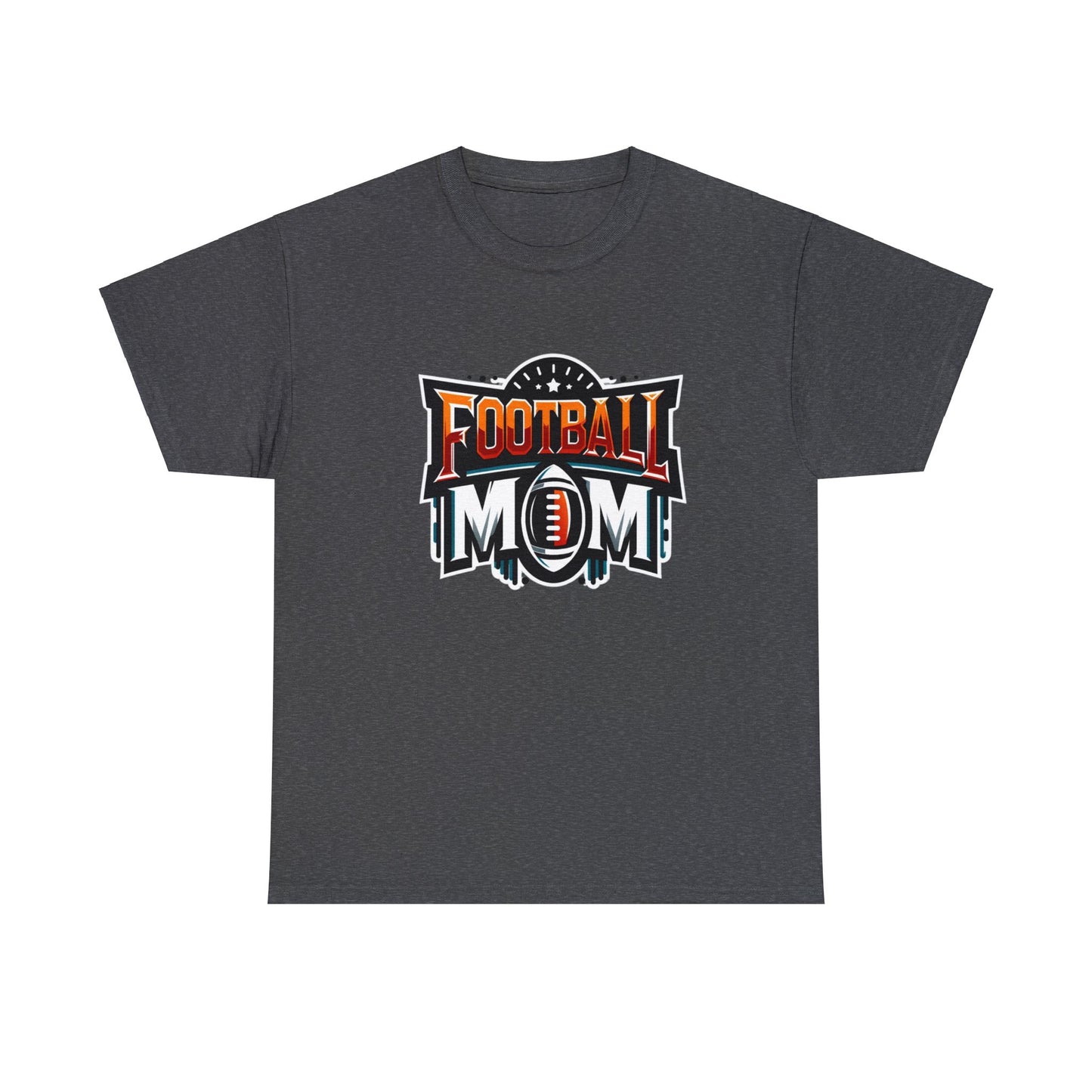 Football Mom Orange White and Red Design Unisex Heavy Cotton Tee