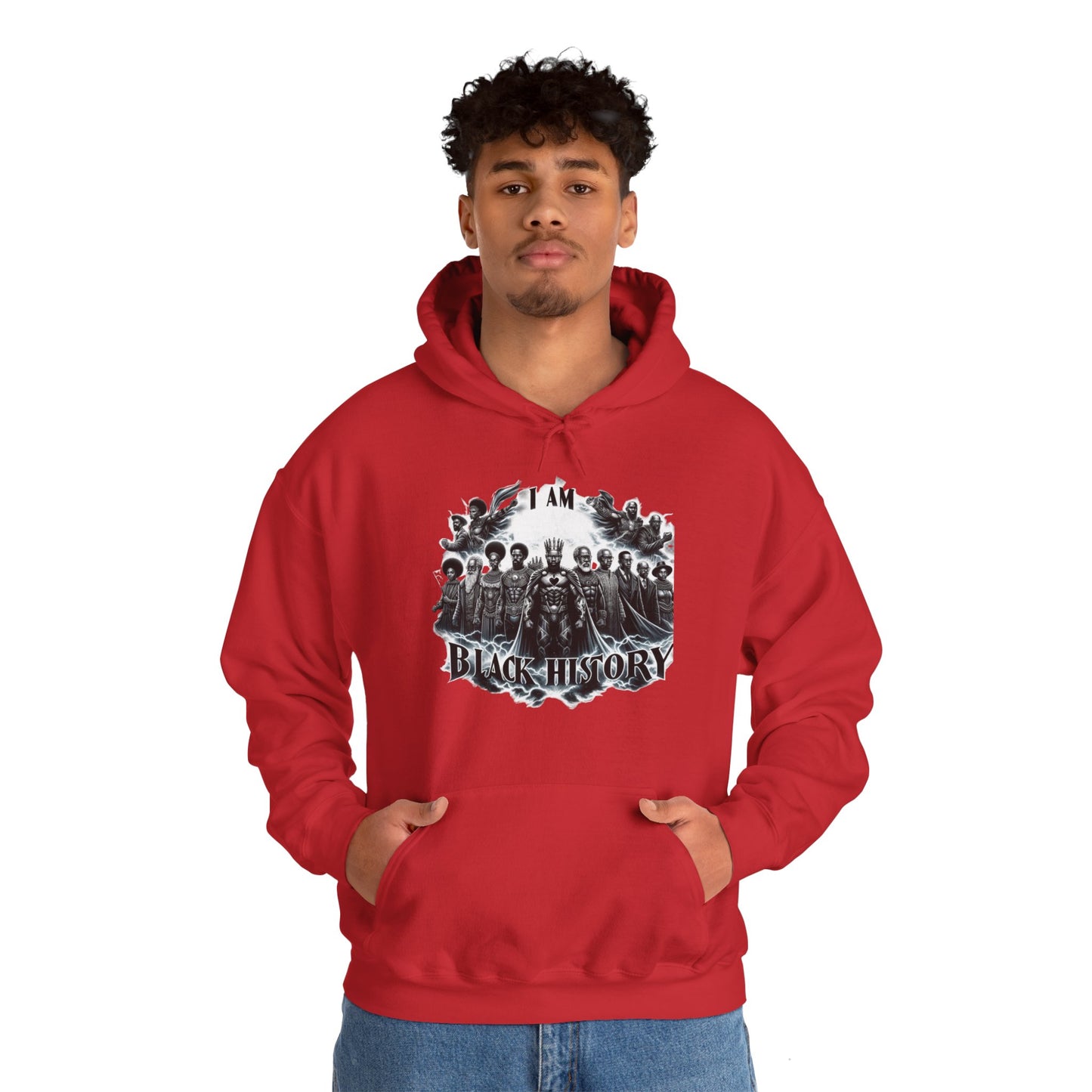 Black History Month I Am Black History Hooded Sweatshirt-BW