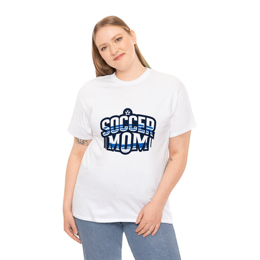 Soccer Mom Blue and White Design Unisex Heavy Cotton Tee