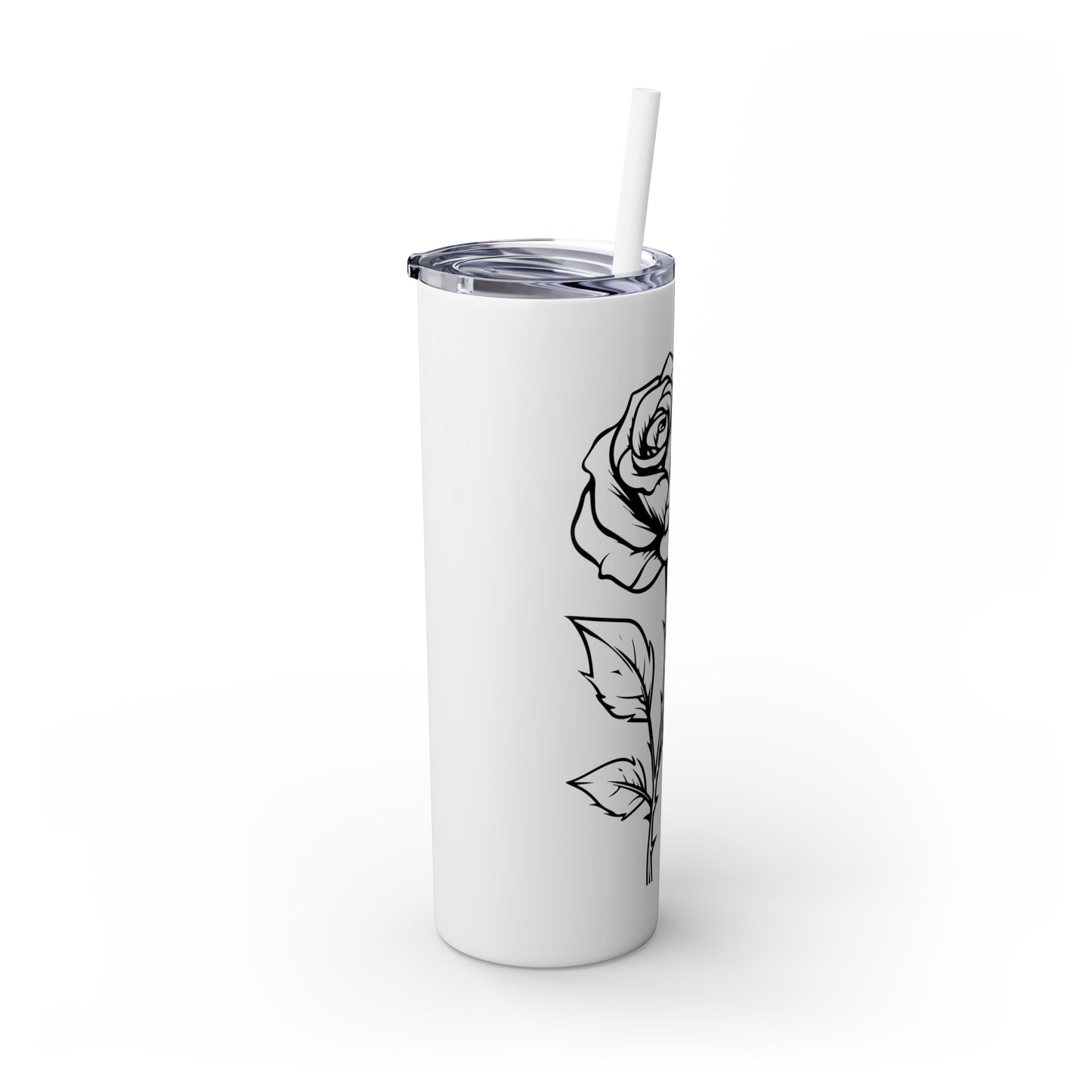 Skinny Tumbler with Straw, 20oz - Single Rose