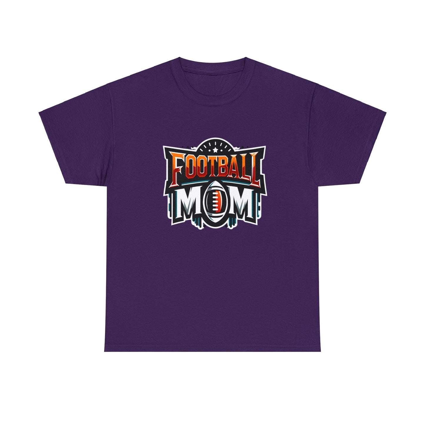 Football Mom Orange White and Red Design Unisex Heavy Cotton Tee