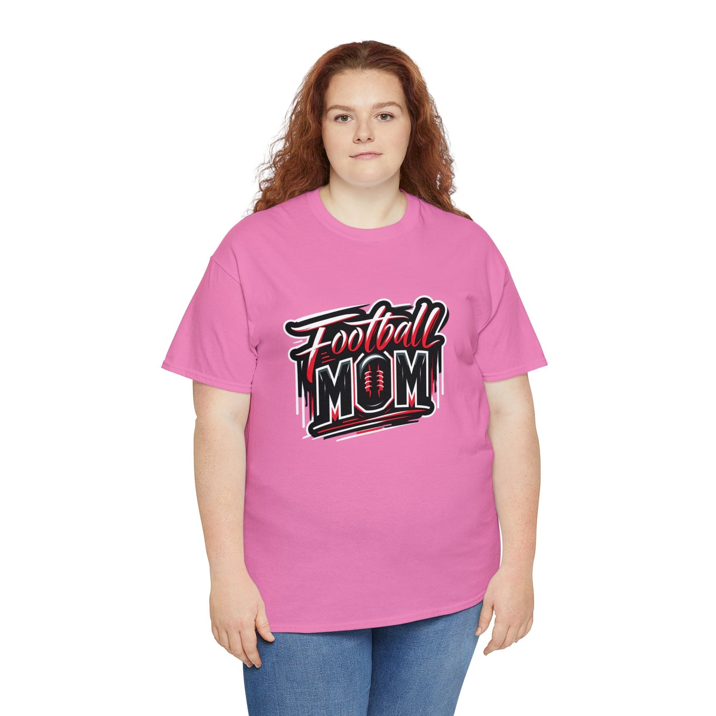 Football Mom Red and Black Design Unisex Heavy Cotton Tee