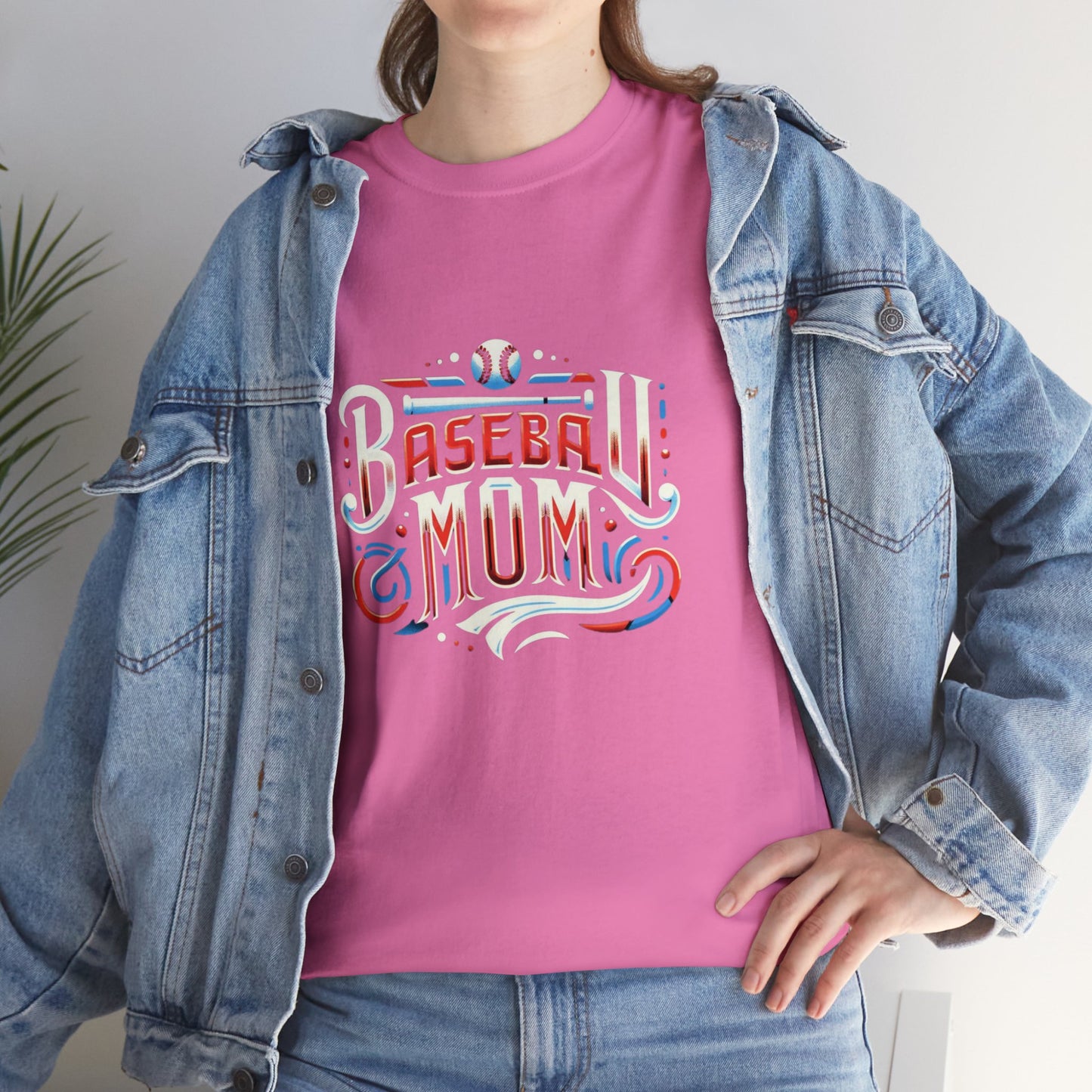 Baseball Mom Red, White and Blue Unisex Heavy Cotton Tee