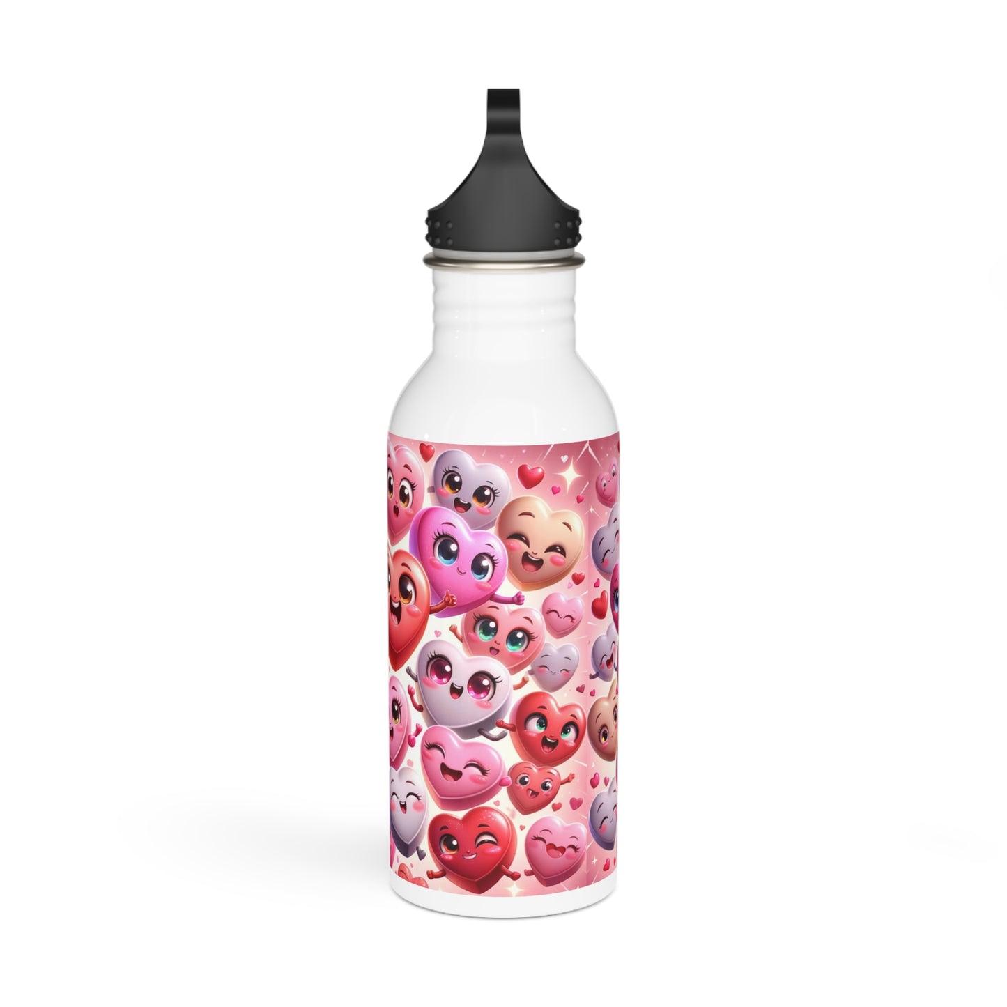 Valentine's Day Stainless Steel Water Bottle with Hearts White