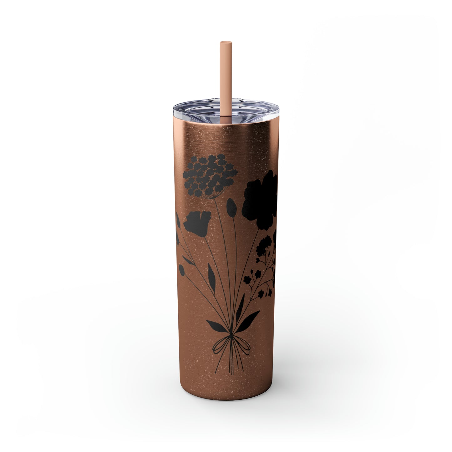 Skinny Tumbler with Straw, 20oz - Flower Bunch