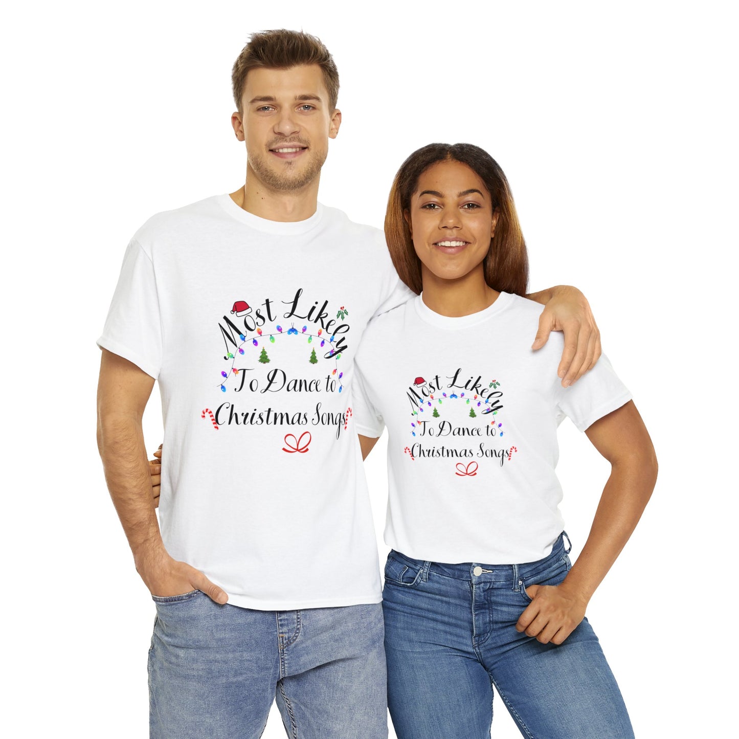 Christmas Ugly Tees Unisex Heavy Cotton Tee dance to Christmas songs