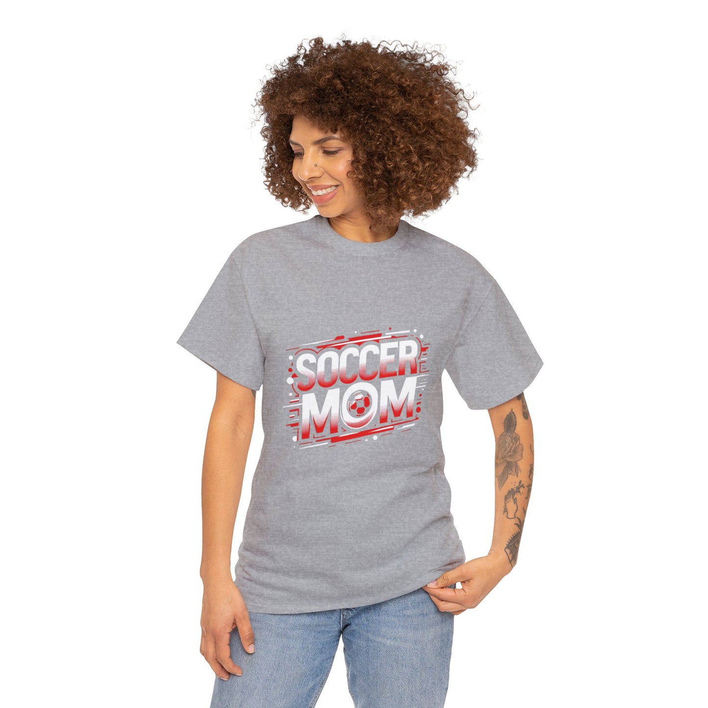 Soccer Mom Red and White Design Unisex Heavy Cotton Tee