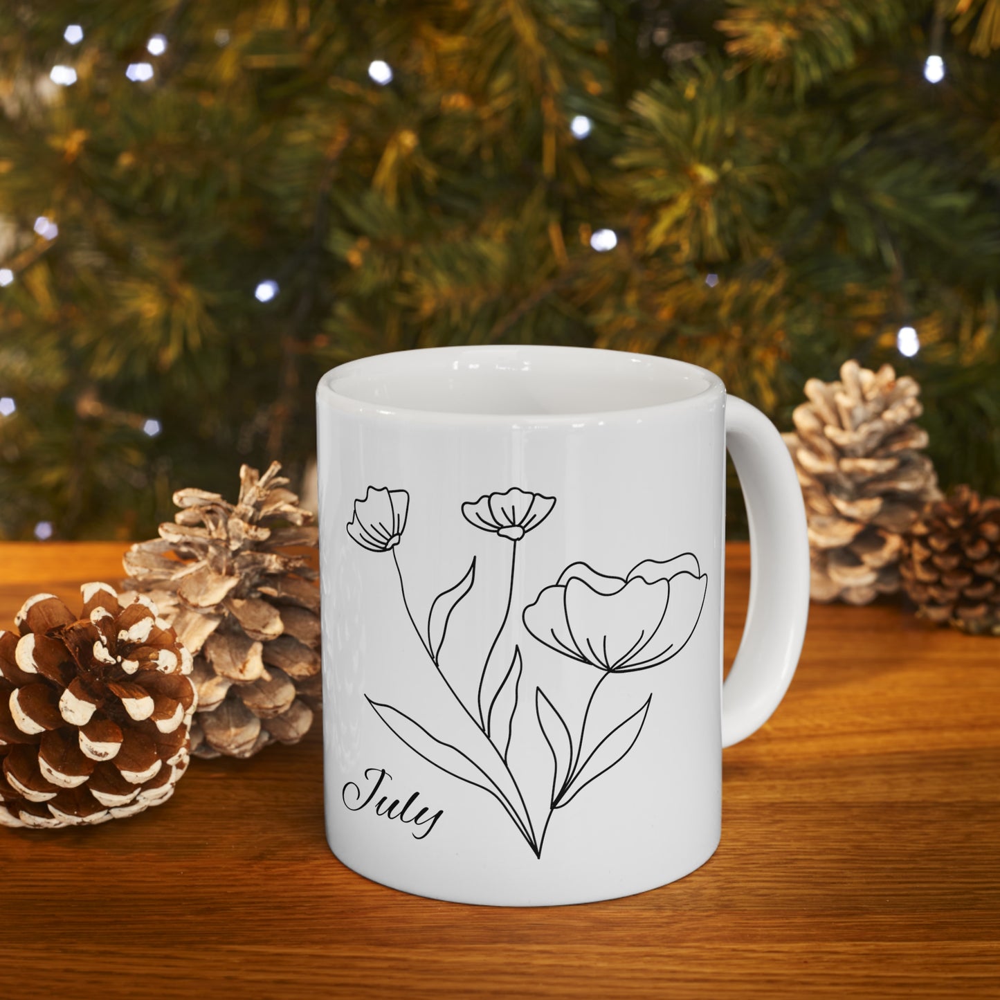 July Birth Month Flower Ceramic Coffee Mug