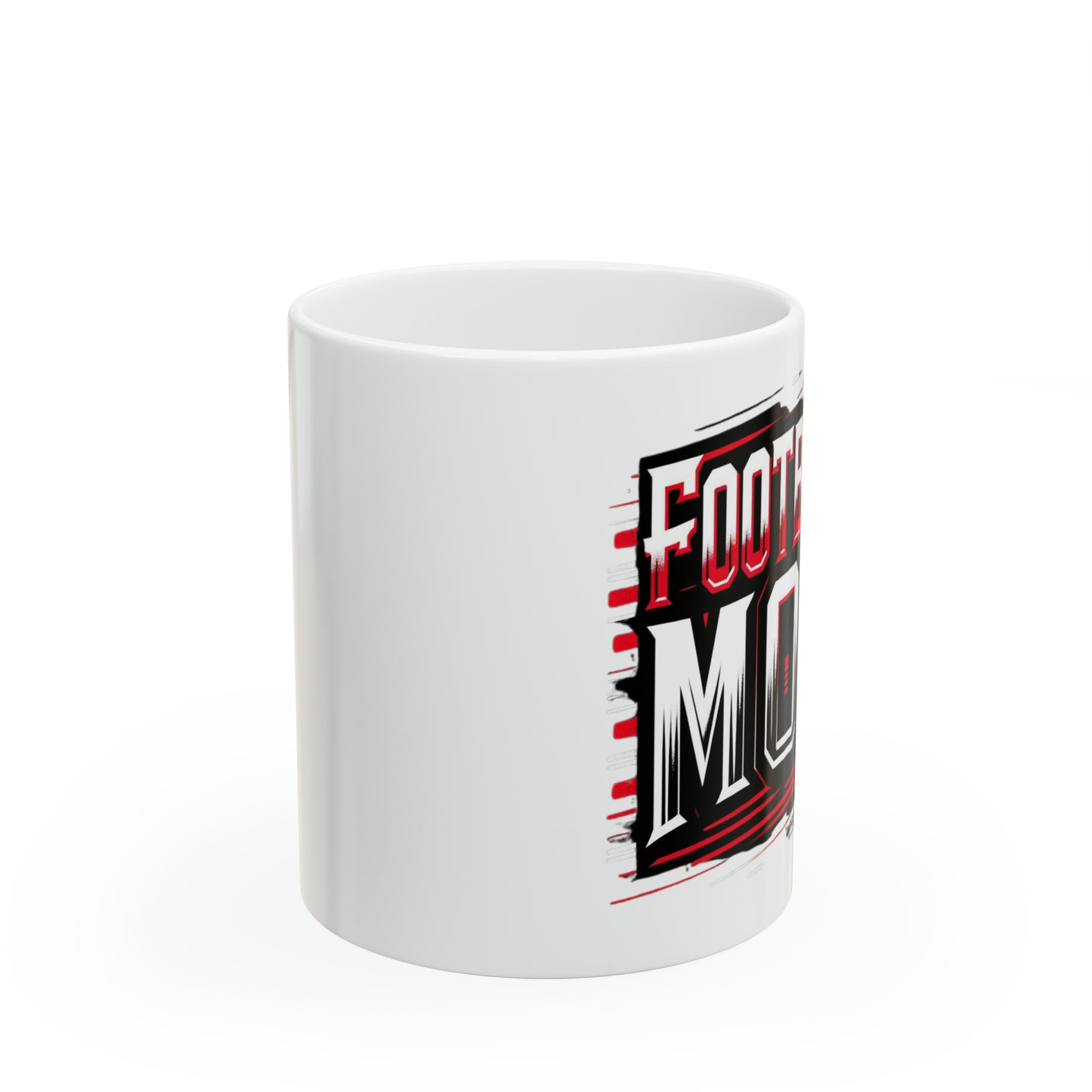 Football Mom Red White and Black Design Ceramic Mug (11oz)