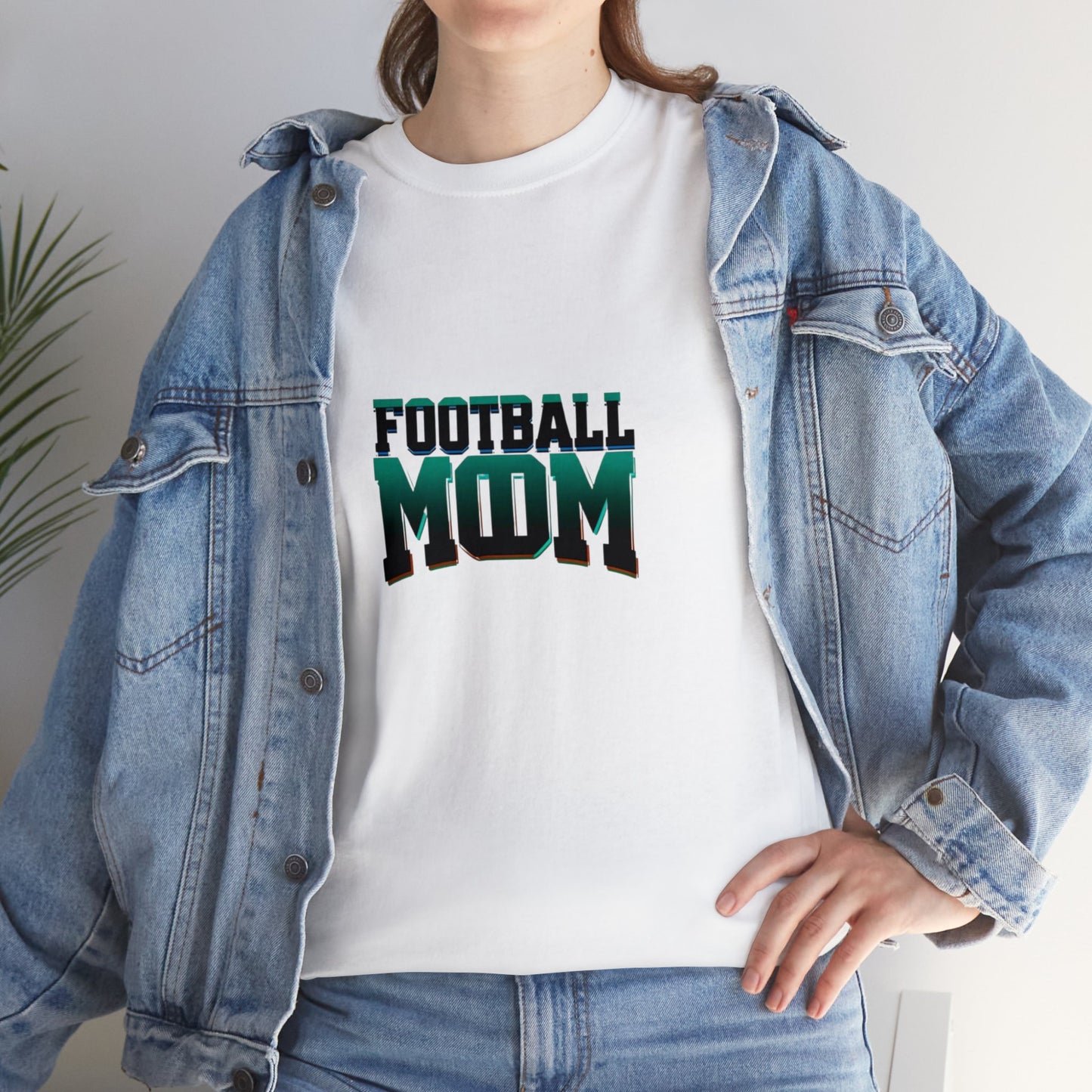 Football Mom Black and Green Design Unisex Heavy Cotton Tee