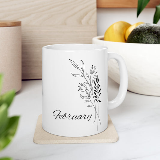 February Birth Month Flower Ceramic Coffee Mug