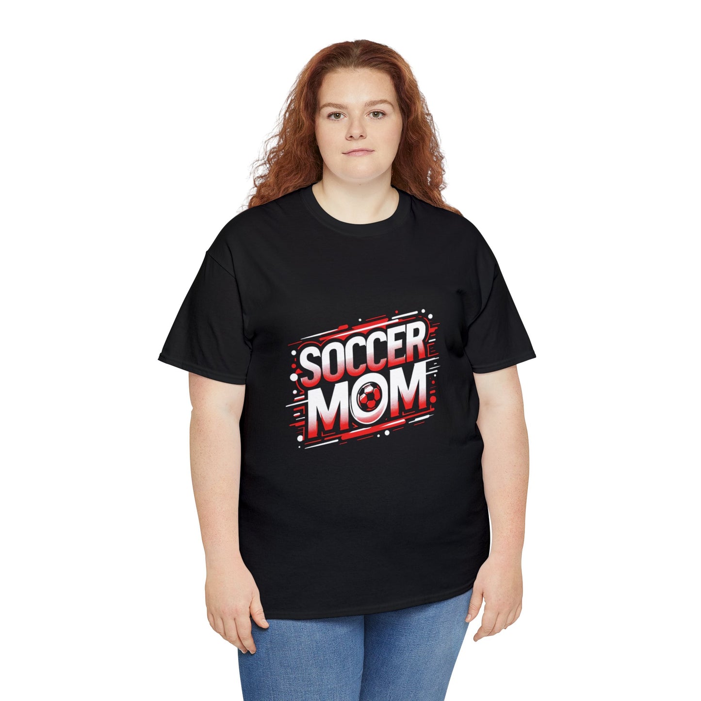 Soccer Mom Red and White Design Unisex Heavy Cotton Tee