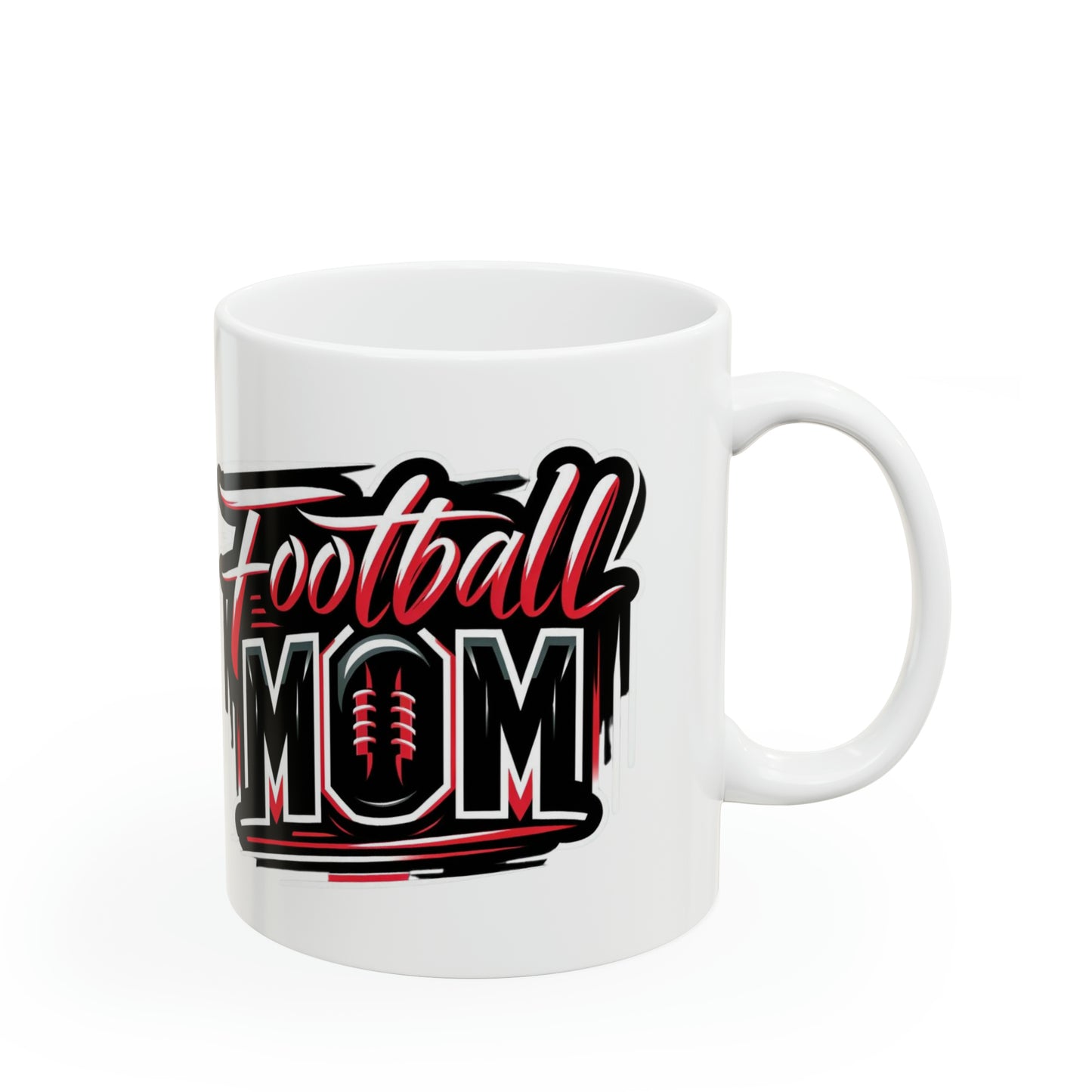 Football Mom Red and Black Design Ceramic Mug (11oz)