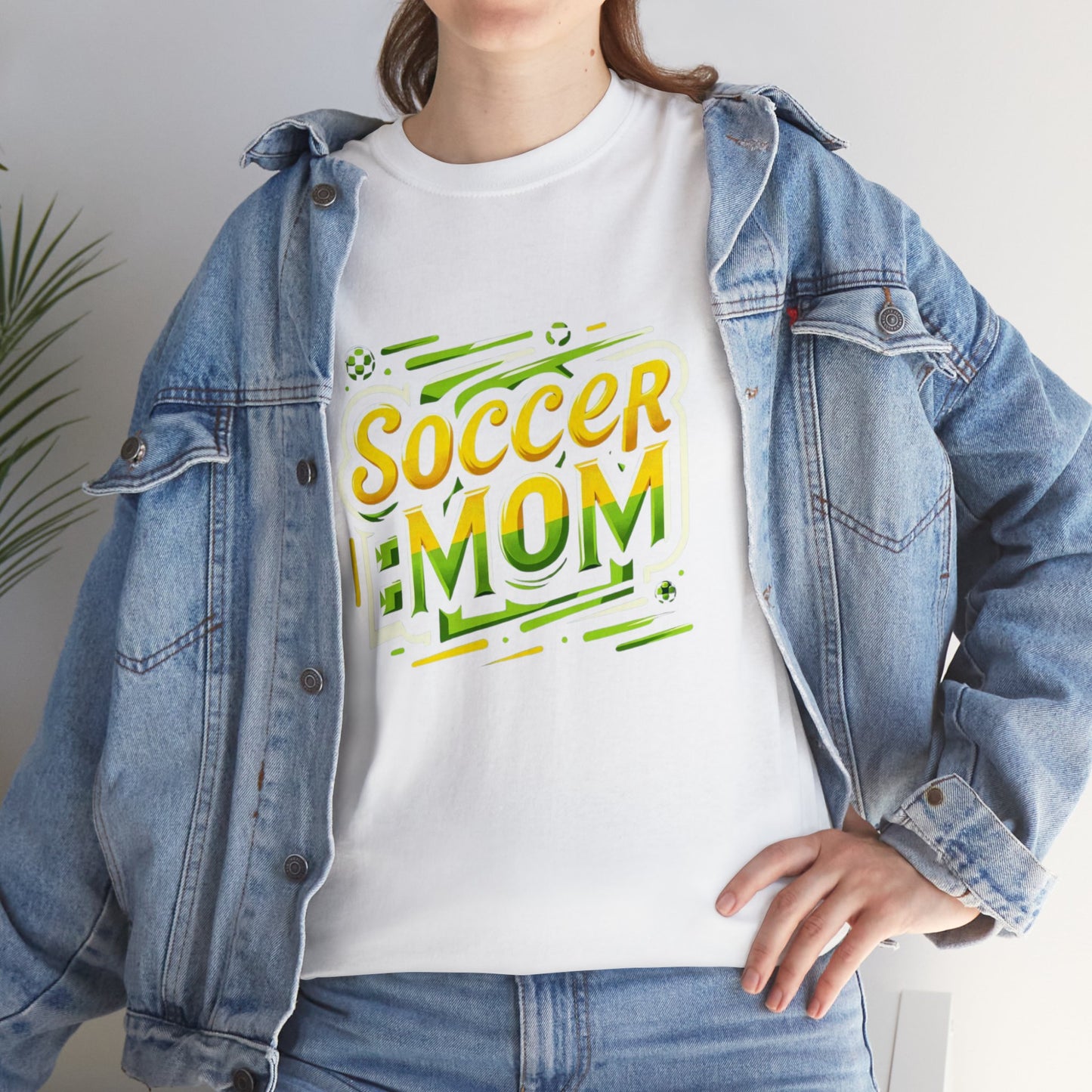 Soccer Mom Yellow and Green Design Unisex Heavy Cotton Tee