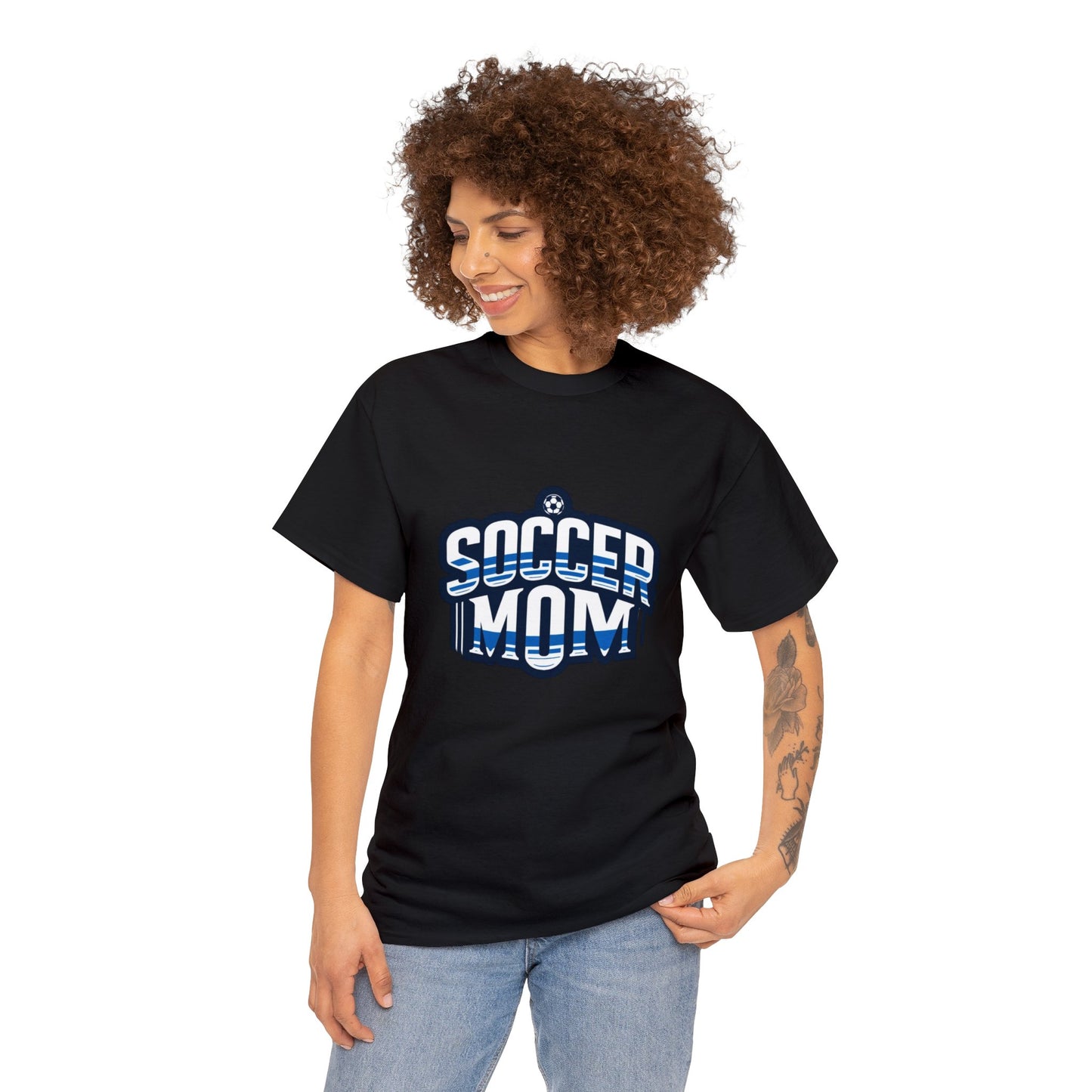 Soccer Mom Blue and White Design Unisex Heavy Cotton Tee