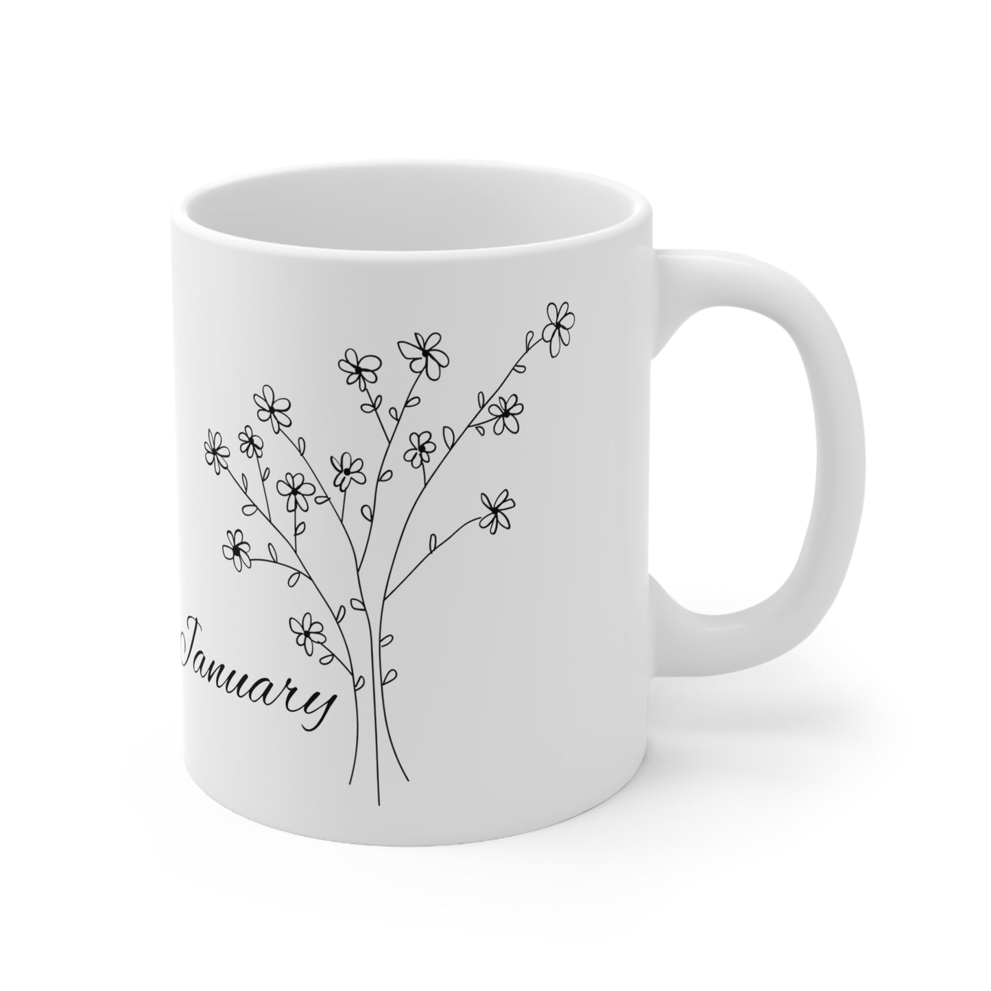 January Birth Month Flower Ceramic Coffee Mug