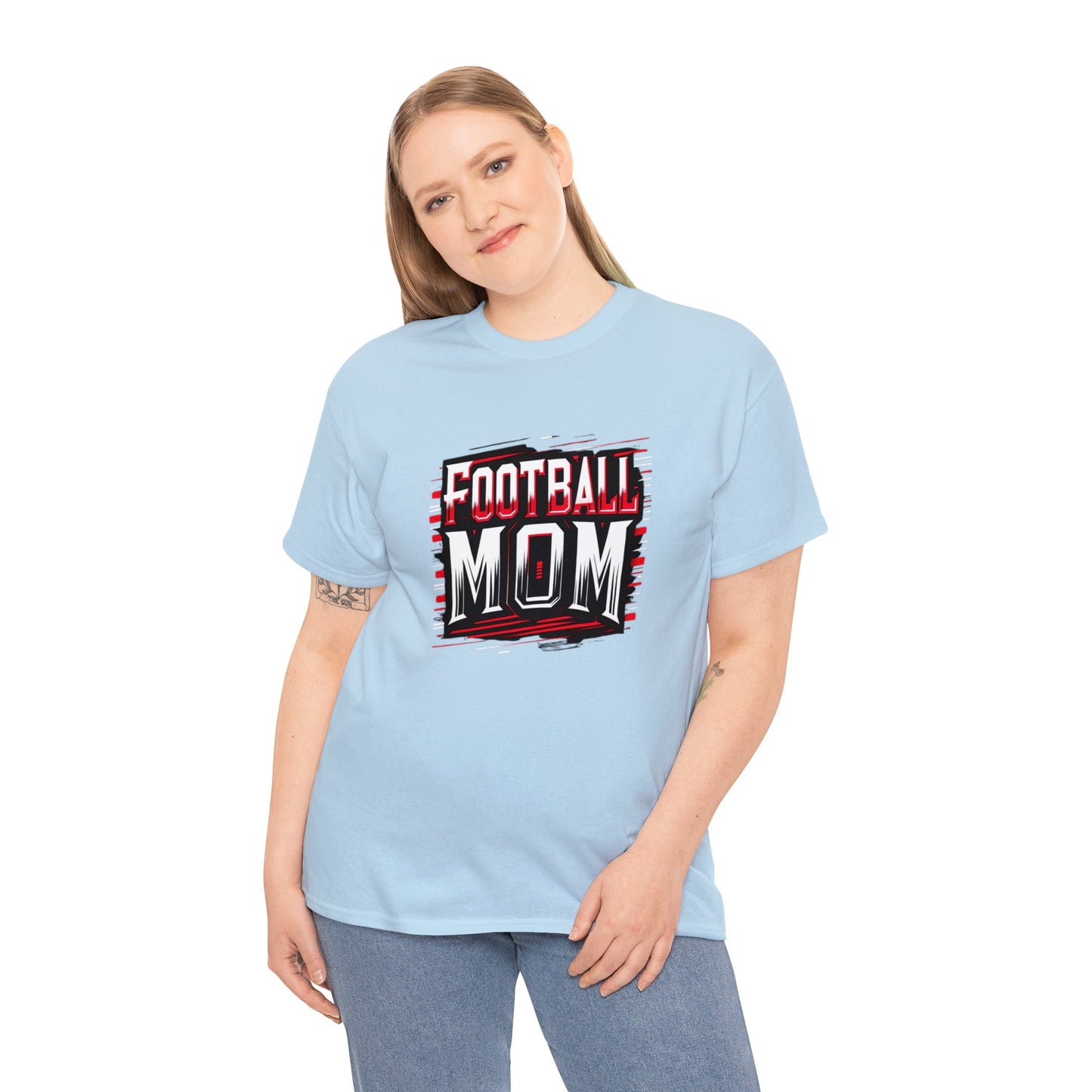 Football Mom Red and White Design Unisex Heavy Cotton Tee