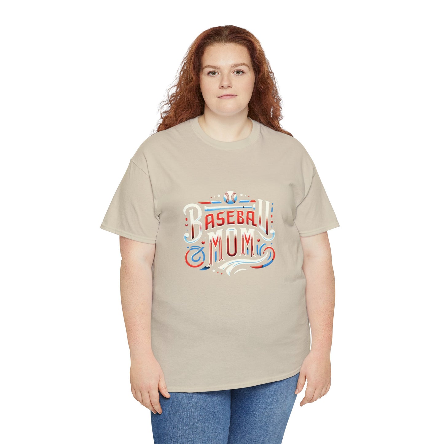 Baseball Mom Red, White and Blue Unisex Heavy Cotton Tee