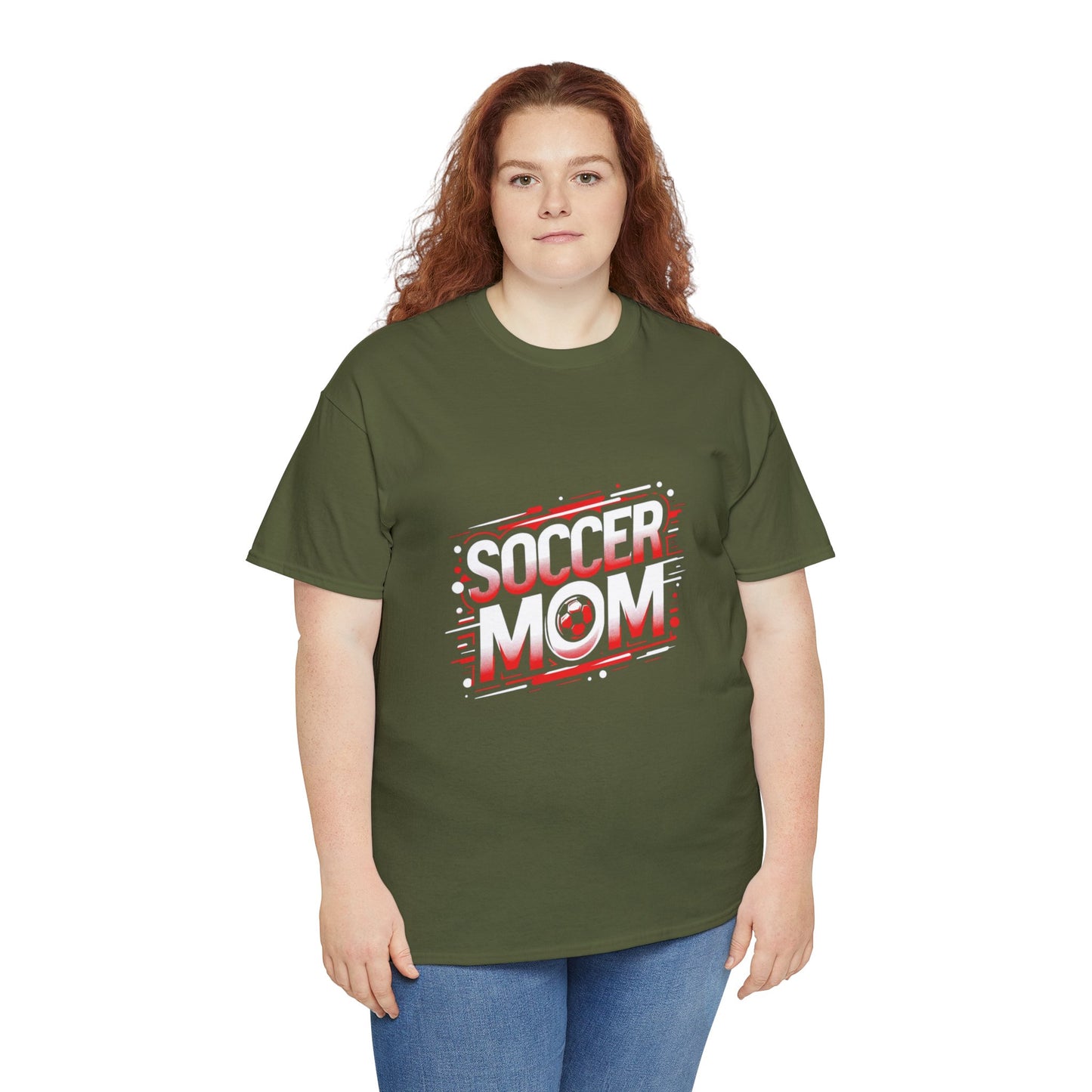 Soccer Mom Red and White Design Unisex Heavy Cotton Tee