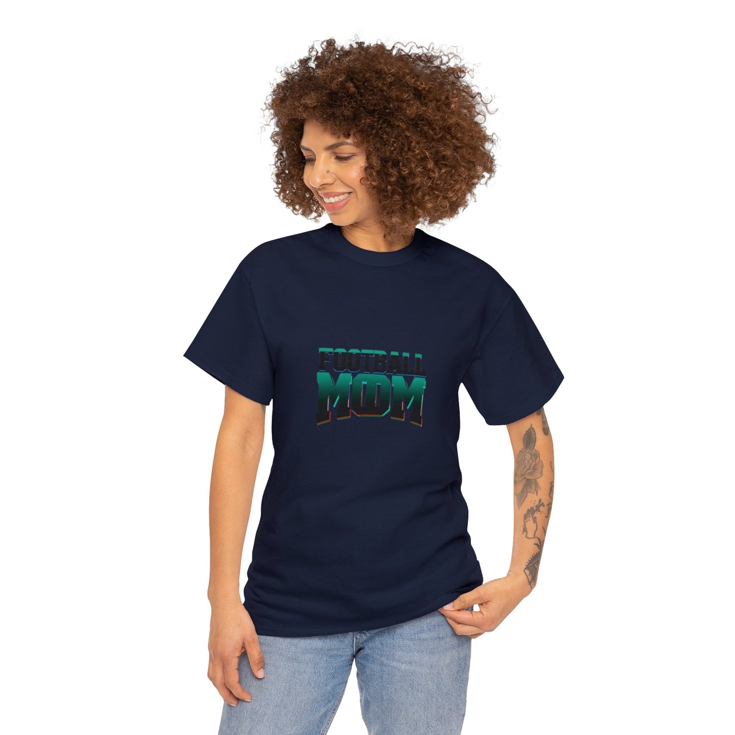 Football Mom Black and Green Design Unisex Heavy Cotton Tee