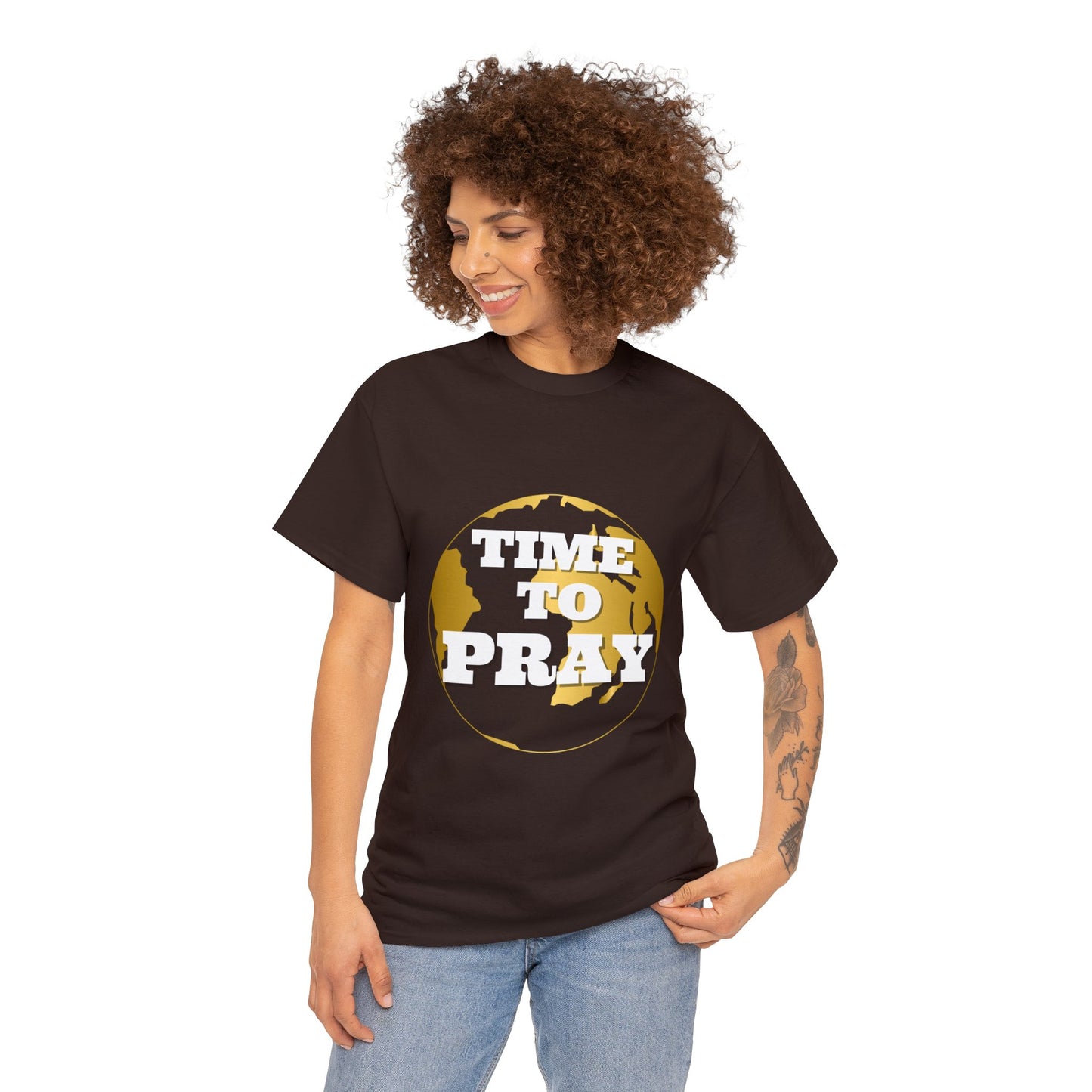 Unisex Heavy Cotton Tee Time to Pray for Peace Short Sleeves Tee