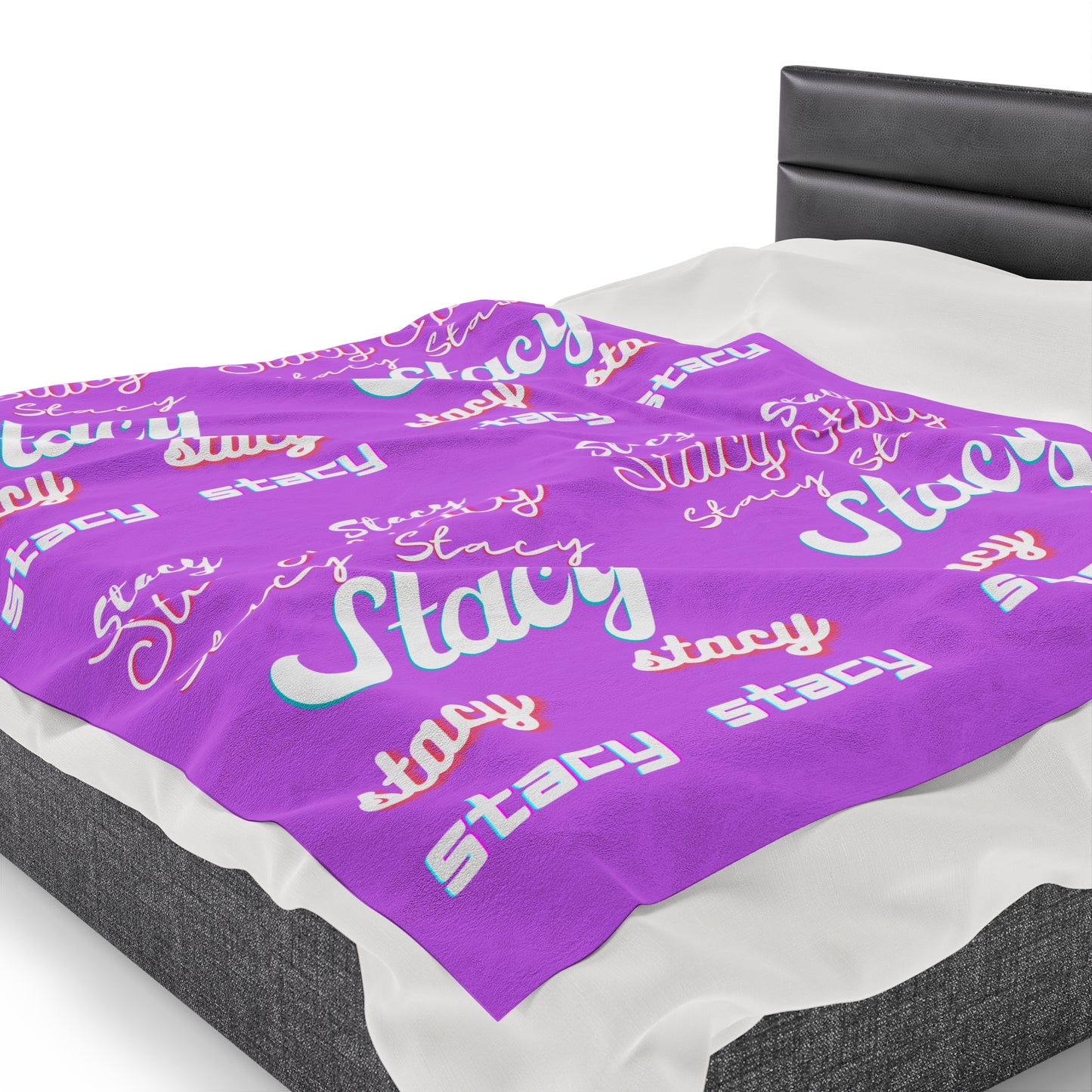 Personalize Velveteen Plush Blanket with Name for Valentine's Day-Light Purple