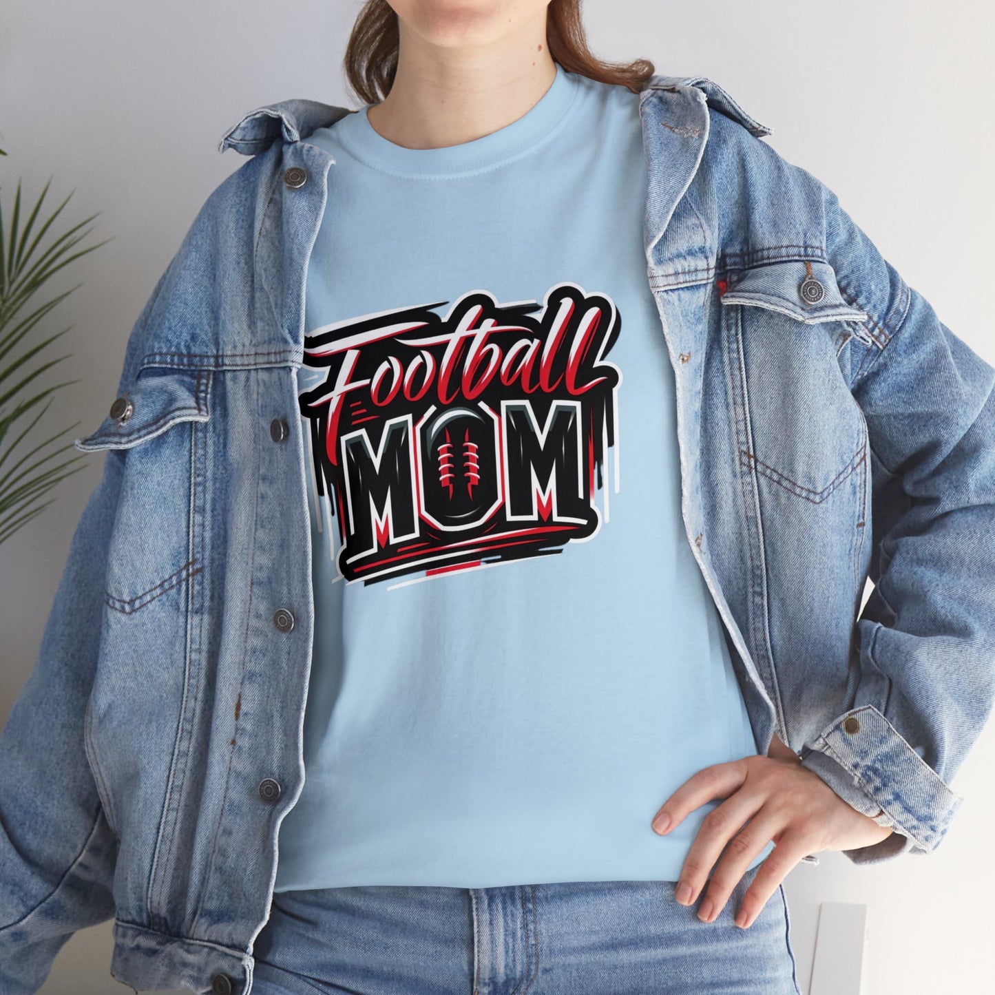 Football Mom Red and Black Design Unisex Heavy Cotton Tee